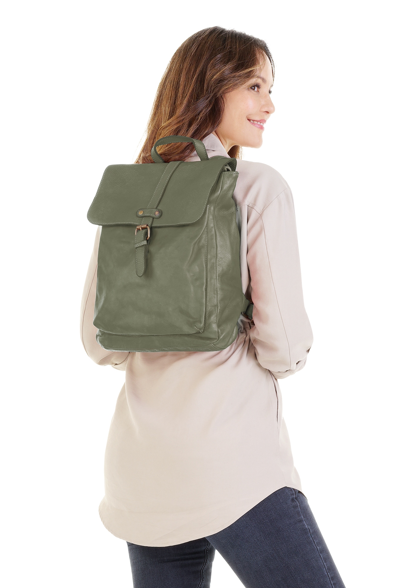 Samantha Look Cityrucksack, Echt Leder, Made in Italy