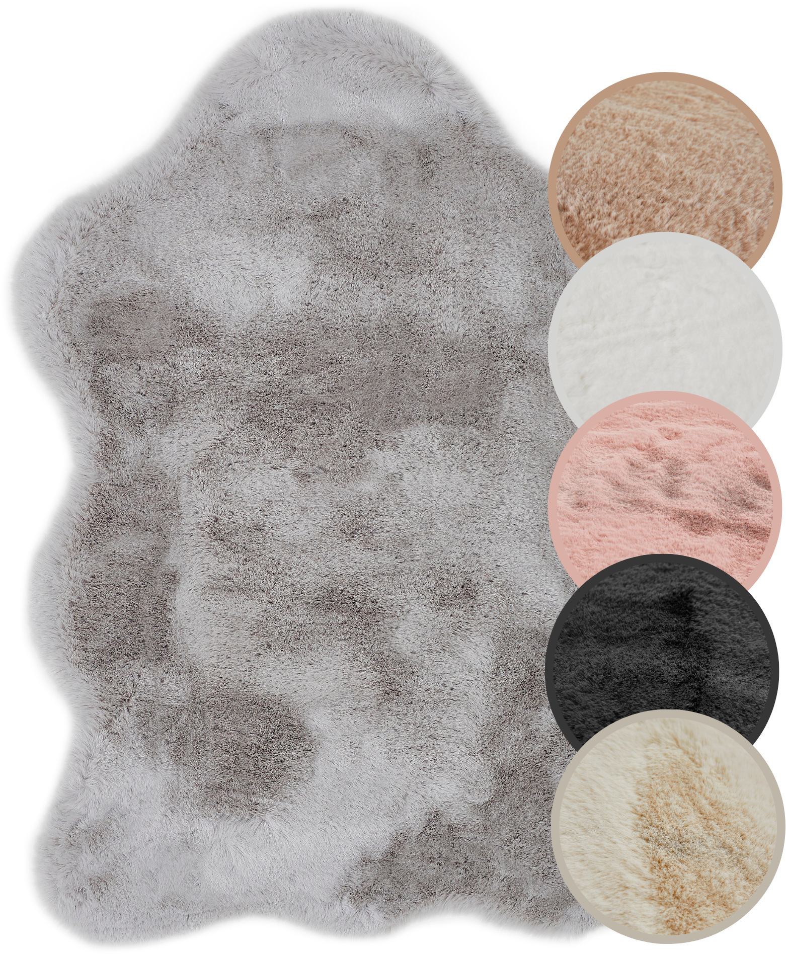 Thumbnail - OTTO home Fellteppich "Lugano" fellförmig 30 mm Höhe Kunstfell, Uni Farben, weich & kuschelig, auch als 2er Set erhältli...