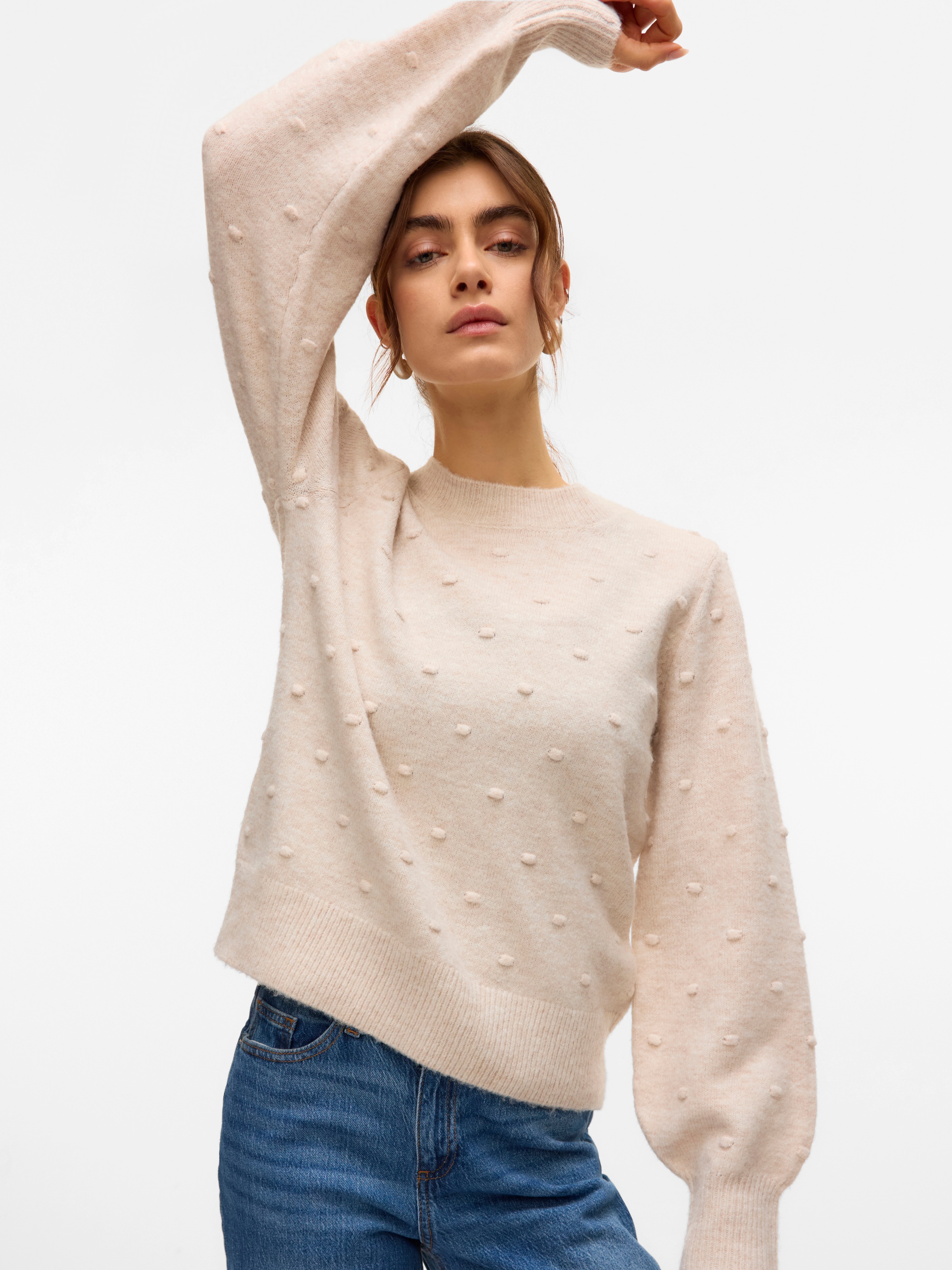 Vero Moda Rundhalspullover "VMFRANCESCA LS O-NECK PULLOVER BOO" günstig online kaufen