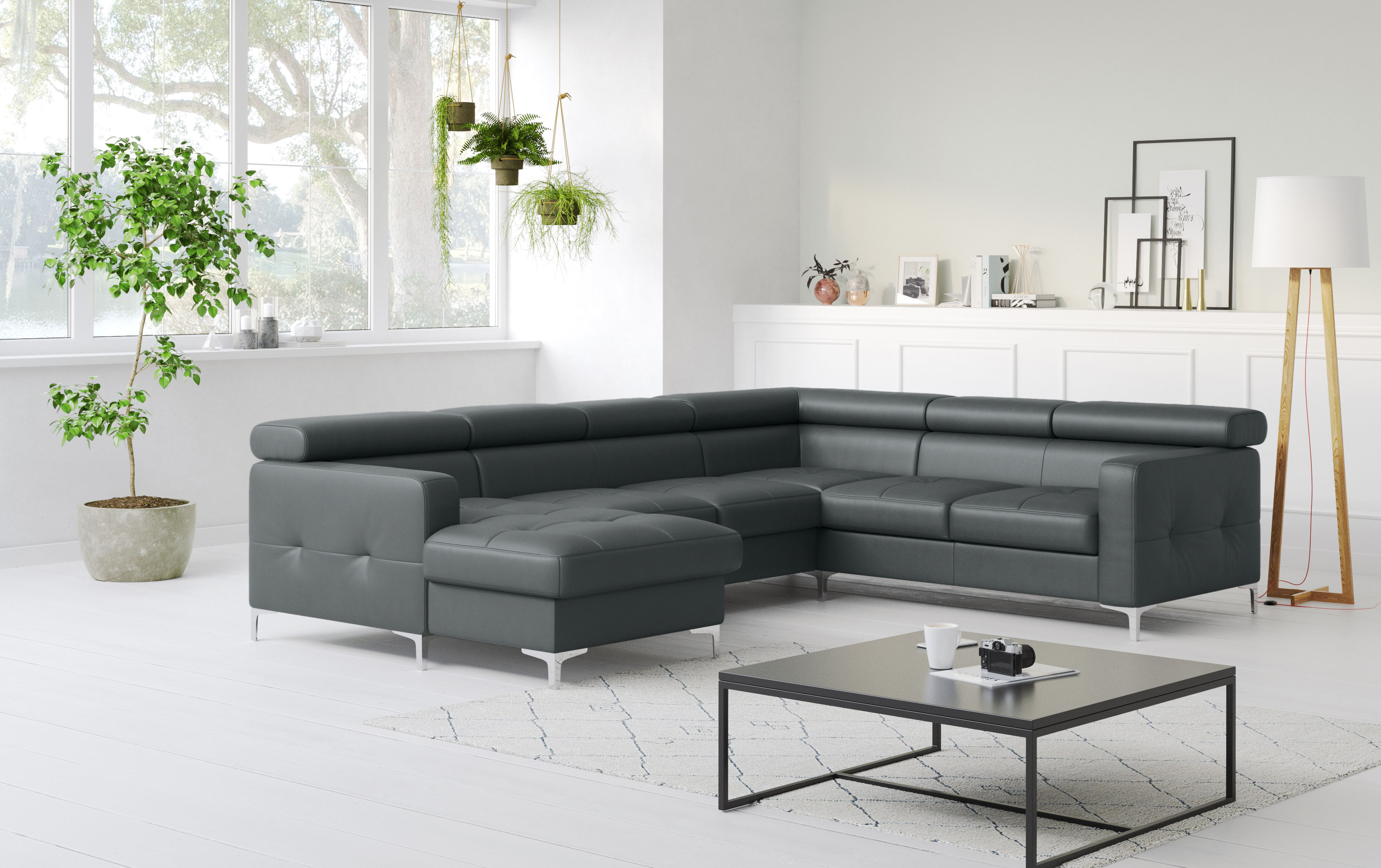 COTTA Wohnlandschaft "Sammy U-Form, B: 304 cm" Kopfteilverstellung, optional Schlaffunktion & Bettkasten