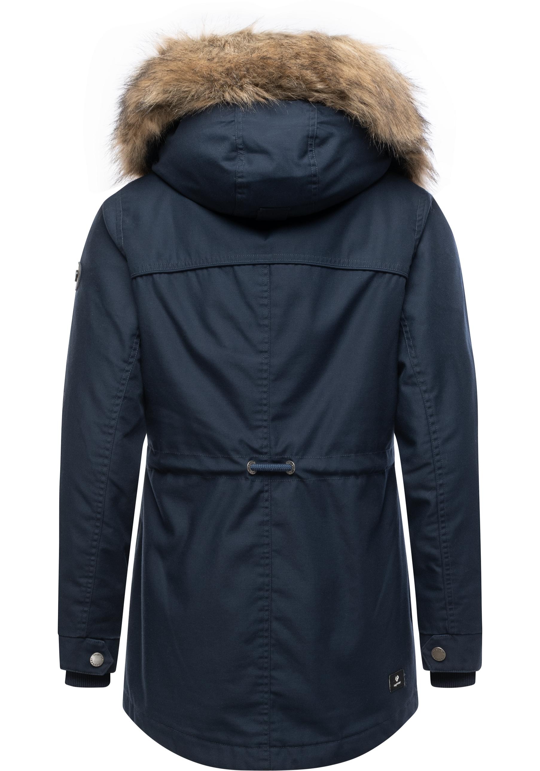 Ragwear Winterjacke »Tawny Short YOUMODO«, mit Kapuze, Warme Jacke mit großer Kapuze und Kunstfellkragen