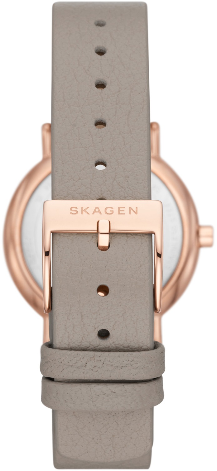 Skagen Quarzuhr »Signature Lille, SKW3060«, Armbanduhr, Damenuhr, Nachhaltigkeitssiegel, Lederarmband