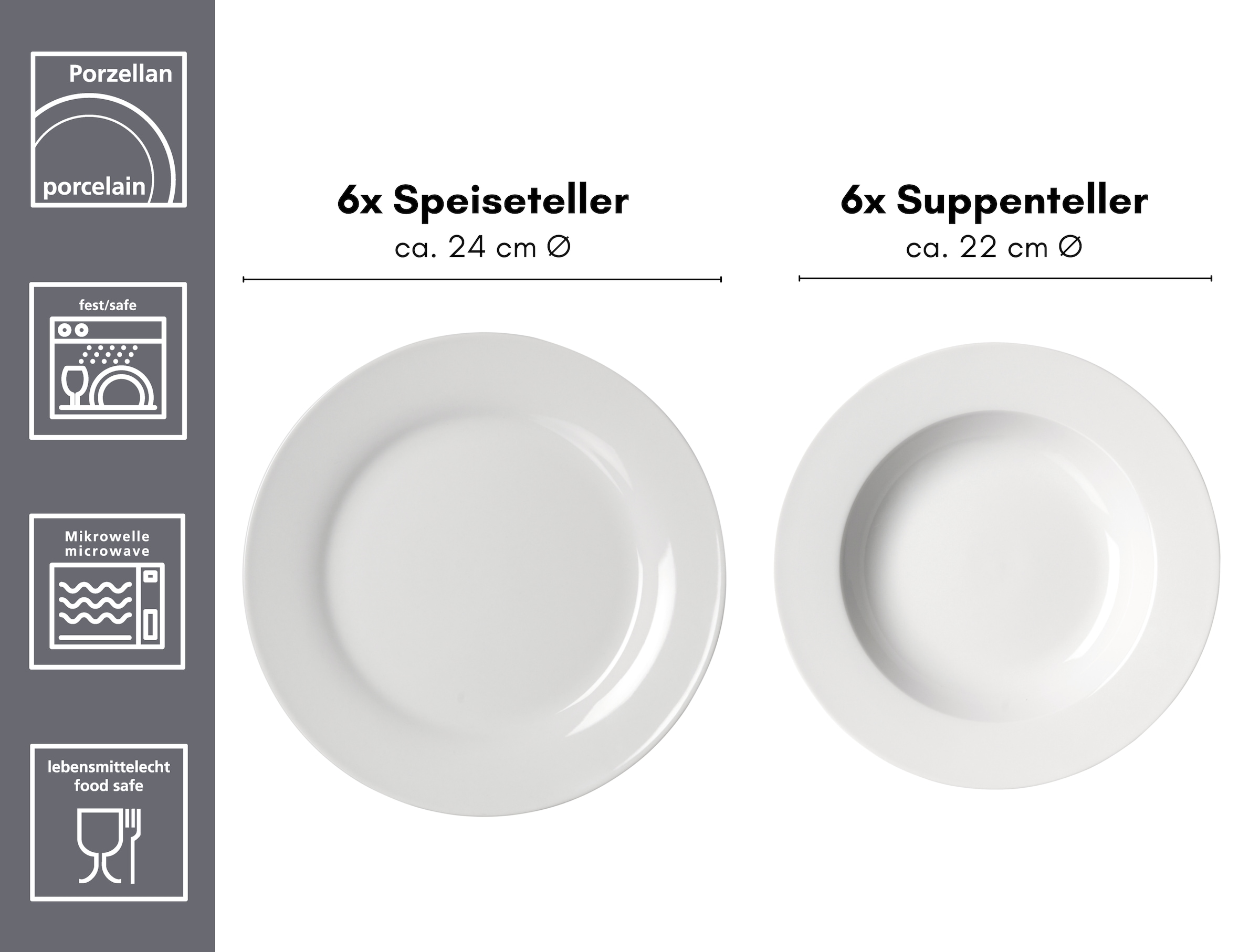 Ritzenhoff & Breker Tafelservice »Bianco«, (Set, 12 tlg.), klassisch und schlicht, unifarben