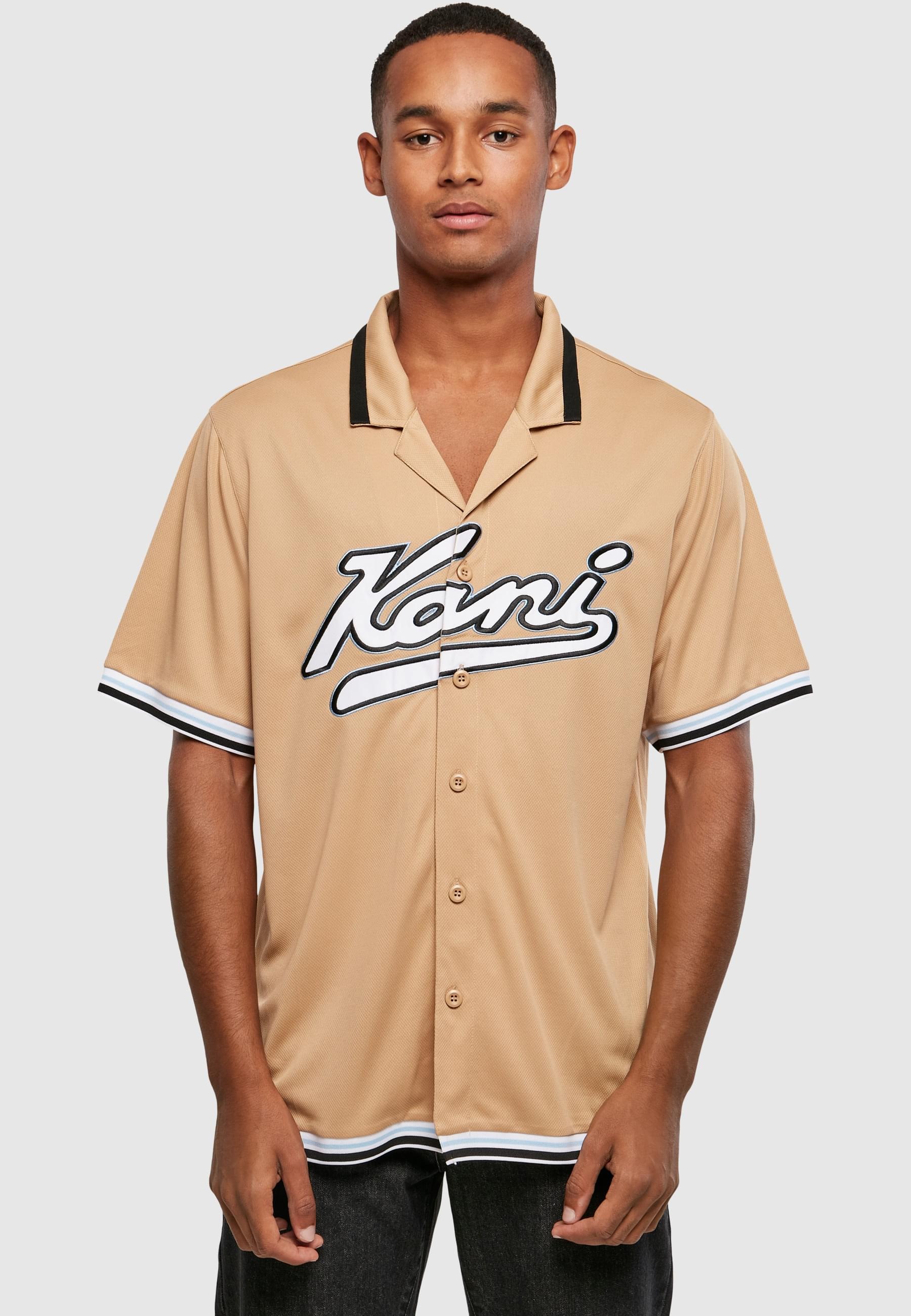 Karl Kani Langarmhemd »Karl Kani Herren KM214-018-1 Varsity Baseball Shirt sand« 1 Stk.