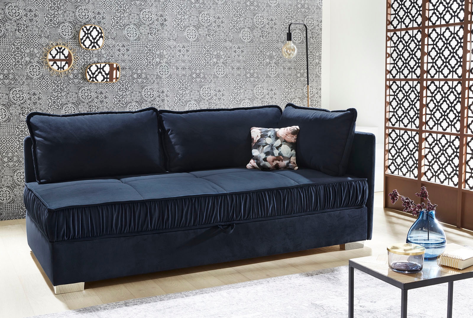 Jockenhöfer Gruppe Relaxliege "Dana, B: 207 cm, Liegefl. 91x202 cm" mit Schlaffunktion, Bettkasten & Zierkissen