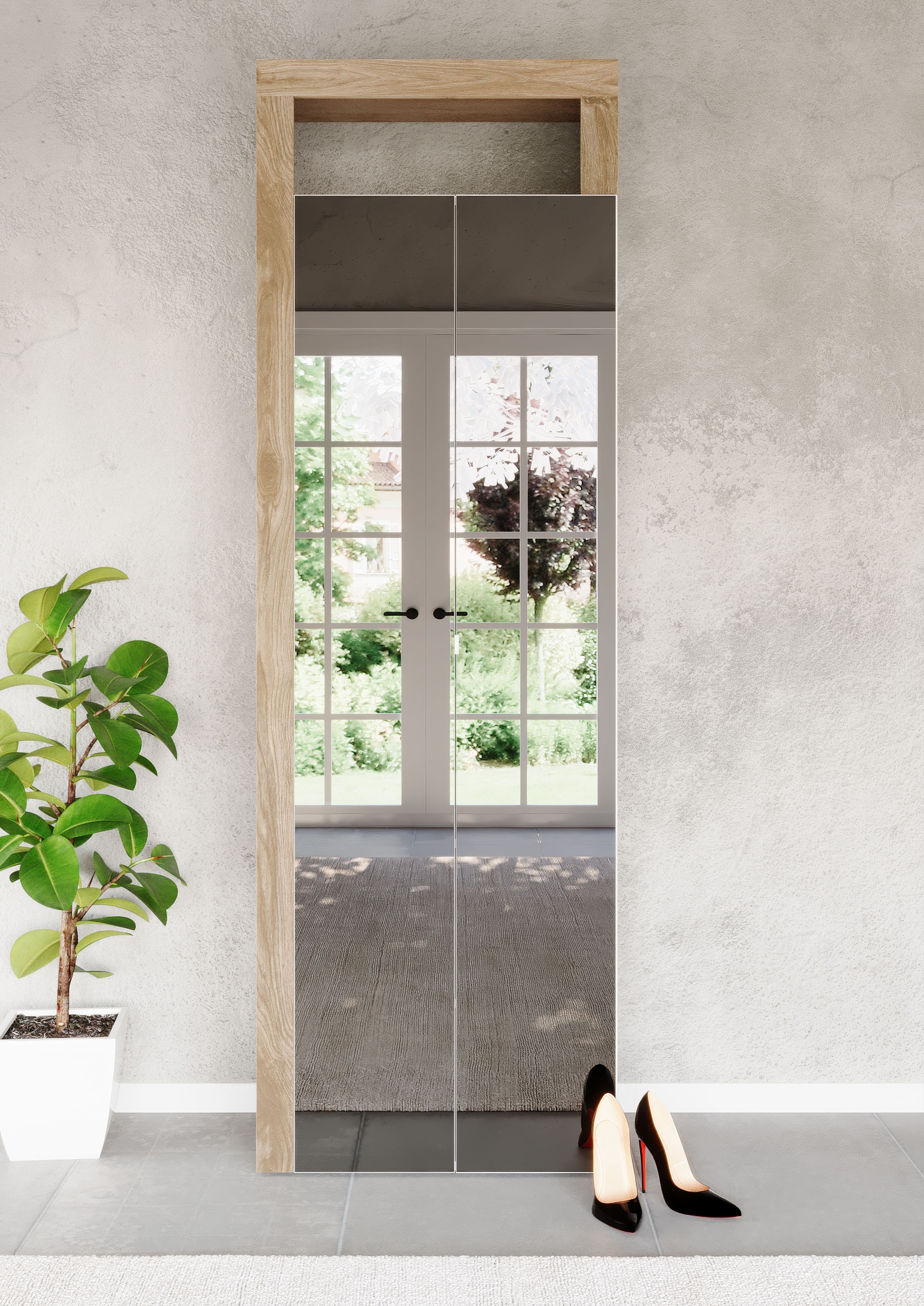 Home affaire Schuhschrank "Hamburg Höhe 195 cm, Hochschrank, 2 Spiegeltüren günstig online kaufen