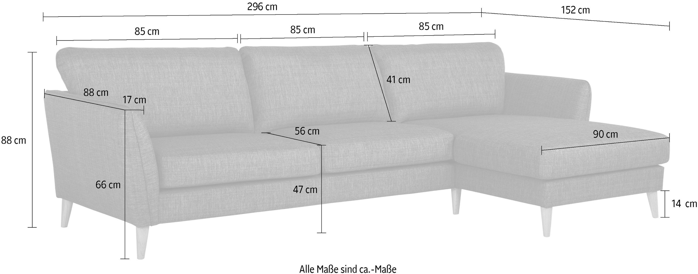 Home affaire Ecksofa »Meersburg«, mit Holzfüßen