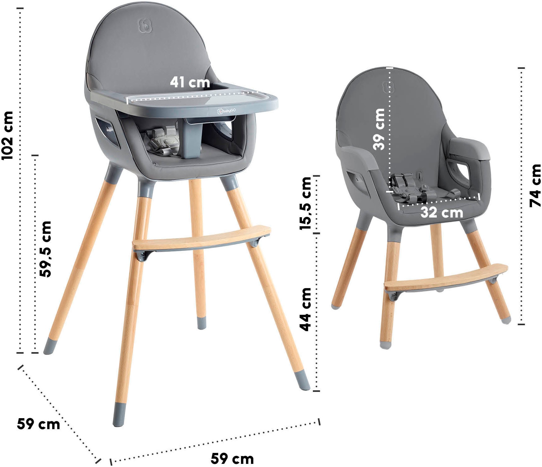 BabyGo Hochstuhl »Scandi - wood«