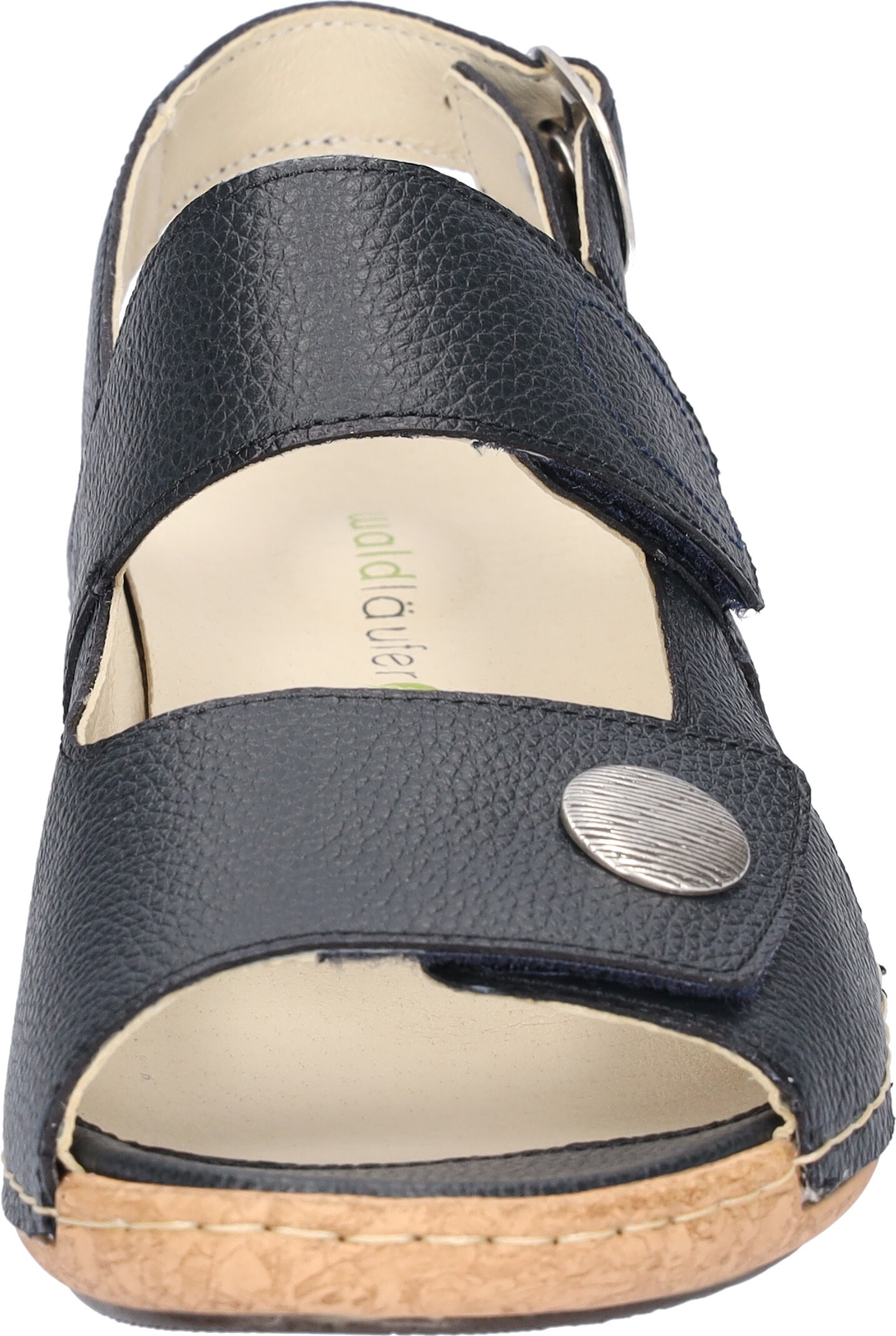 Sandale WALDLÄUFER "HELIETT", Damen, Gr. 7,5 (41), blau (dunkelblau), Nappaleder, Schuhe Sandale, Sommerschuh, Sandalette, Keilabsatz, mit Klettverschlüssen, H-Weite 3