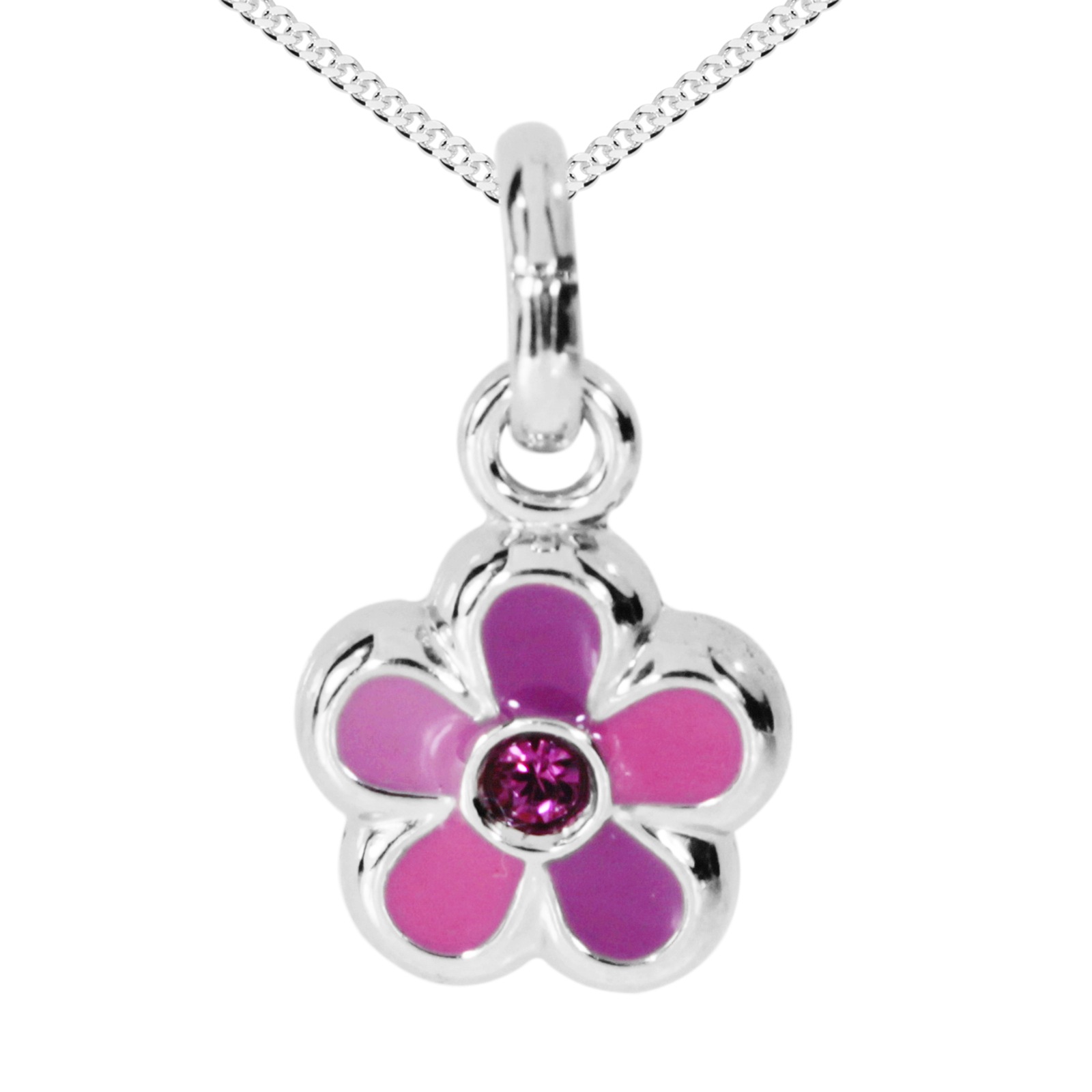 Kette mit Anhänger OSTSEE-SCHMUCK "Ostsee-Schmuck Kette mit Anhänger Blume Kette mit Anhänger Blume", lila, Halsketten, Damen, 36 bis 38cm, Silber 925 (Sterlingsilber), L: 36 38 4
