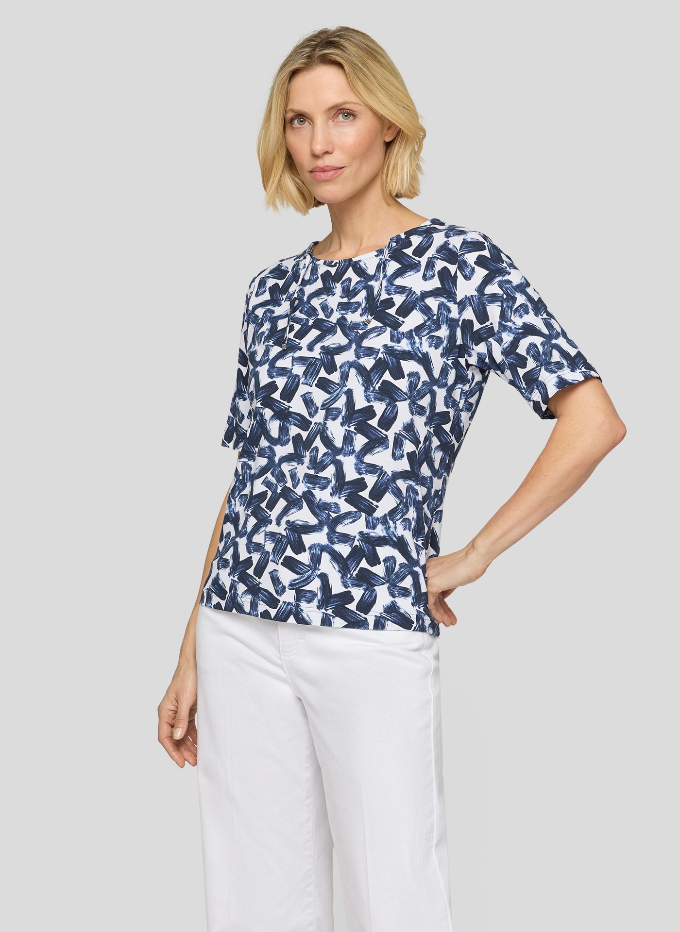 Rabe Rundhalsshirt mit Allover-Muster