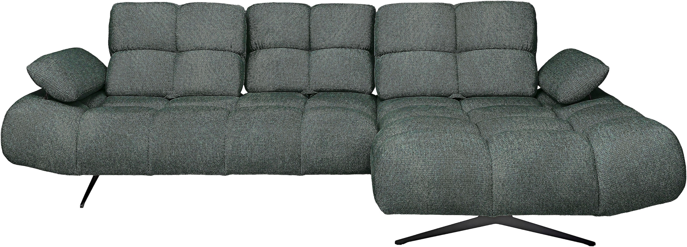 WERK2 Ecksofa »Prado-S Designer Sofa in L-Form mit Bubble-Optik, 285 cm breit« Sitztiefenverstellung an allen 3 Rückenelementen & Schwebe-Optik