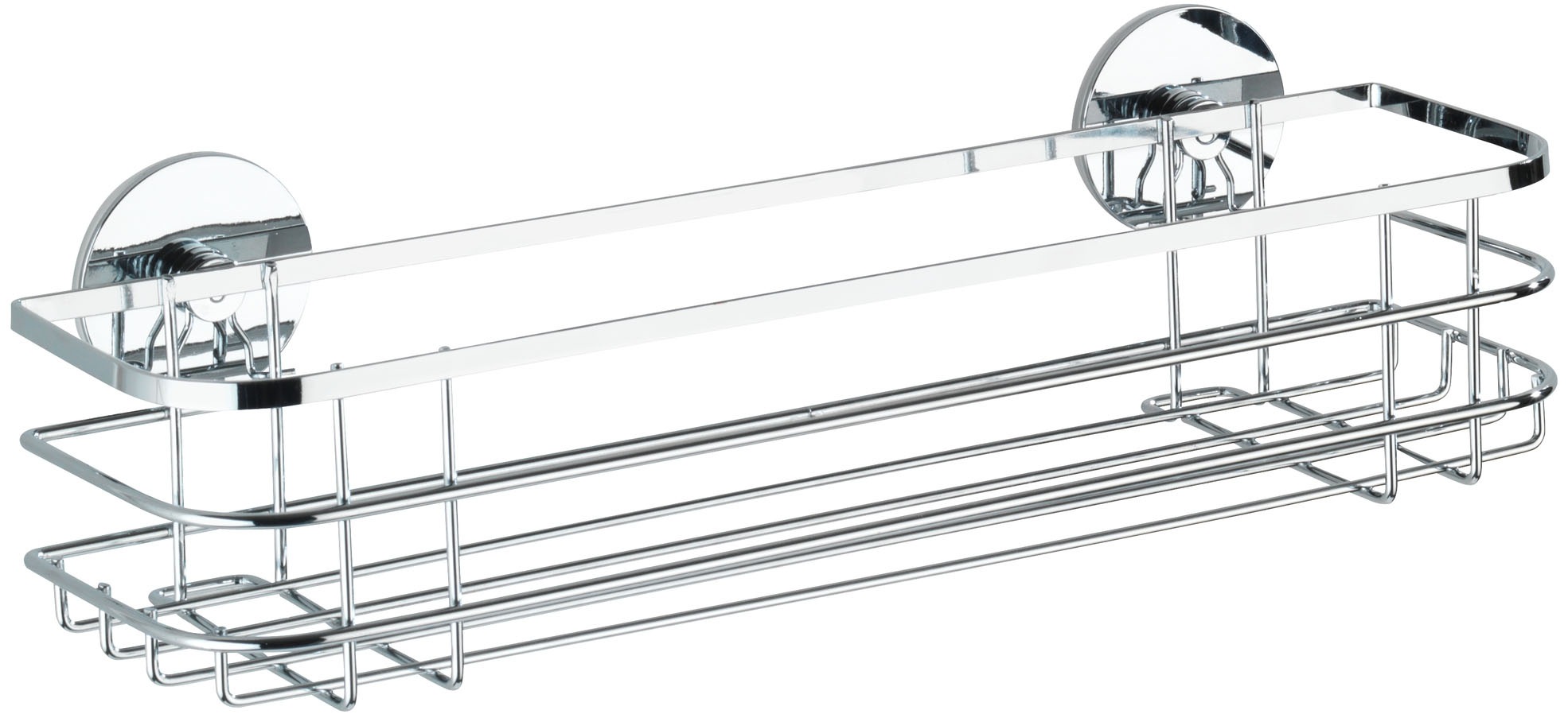 Badregal WENKO, B:38cm H:10,5cm T:11cmsilberfarben, Edelstahl, Regale, "Turbo-Loc", Badregal, befestigen ohne Bohren, Turbo-Loc, rostfreier Edelstahl