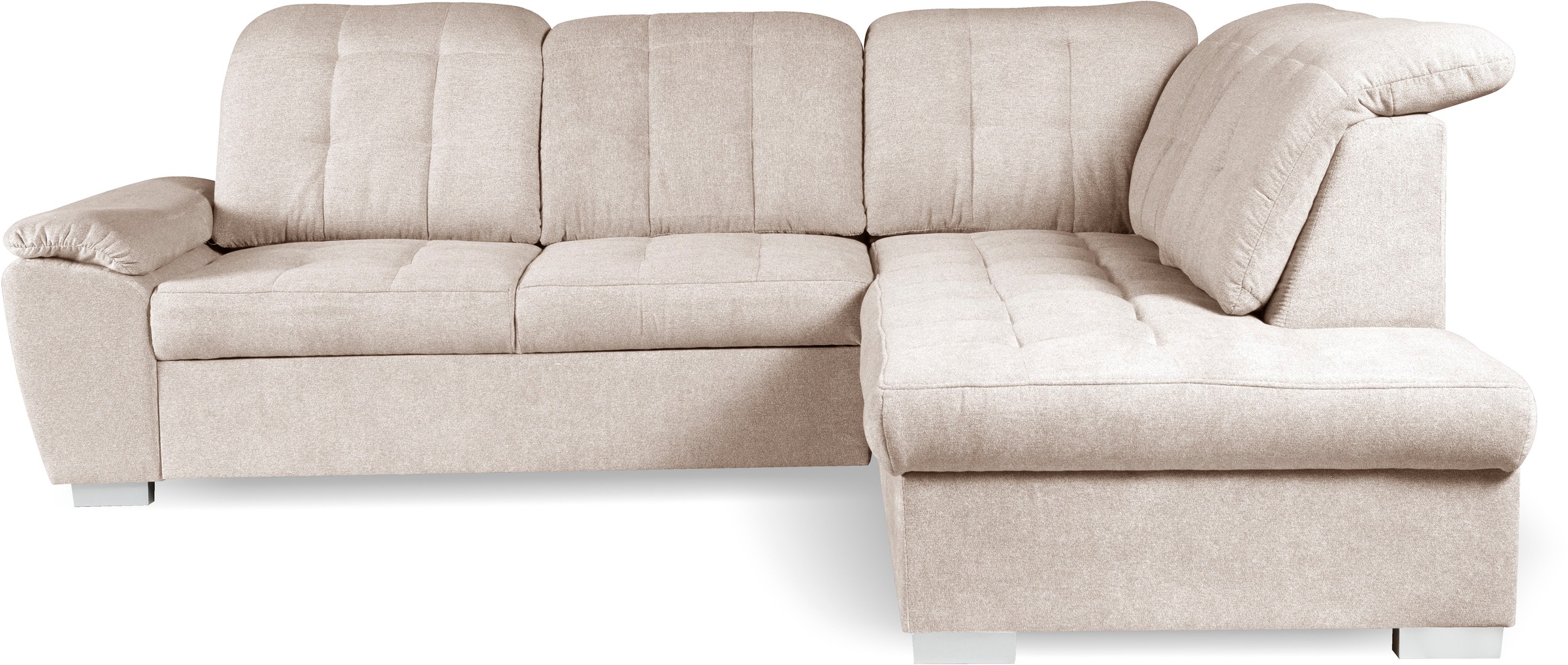 WERK2 Ecksofa »Brindisi, bequem und komfortabel, L-Form«, mit verstellbaren Kopfteilen, Bettfunktion & Bettkasten