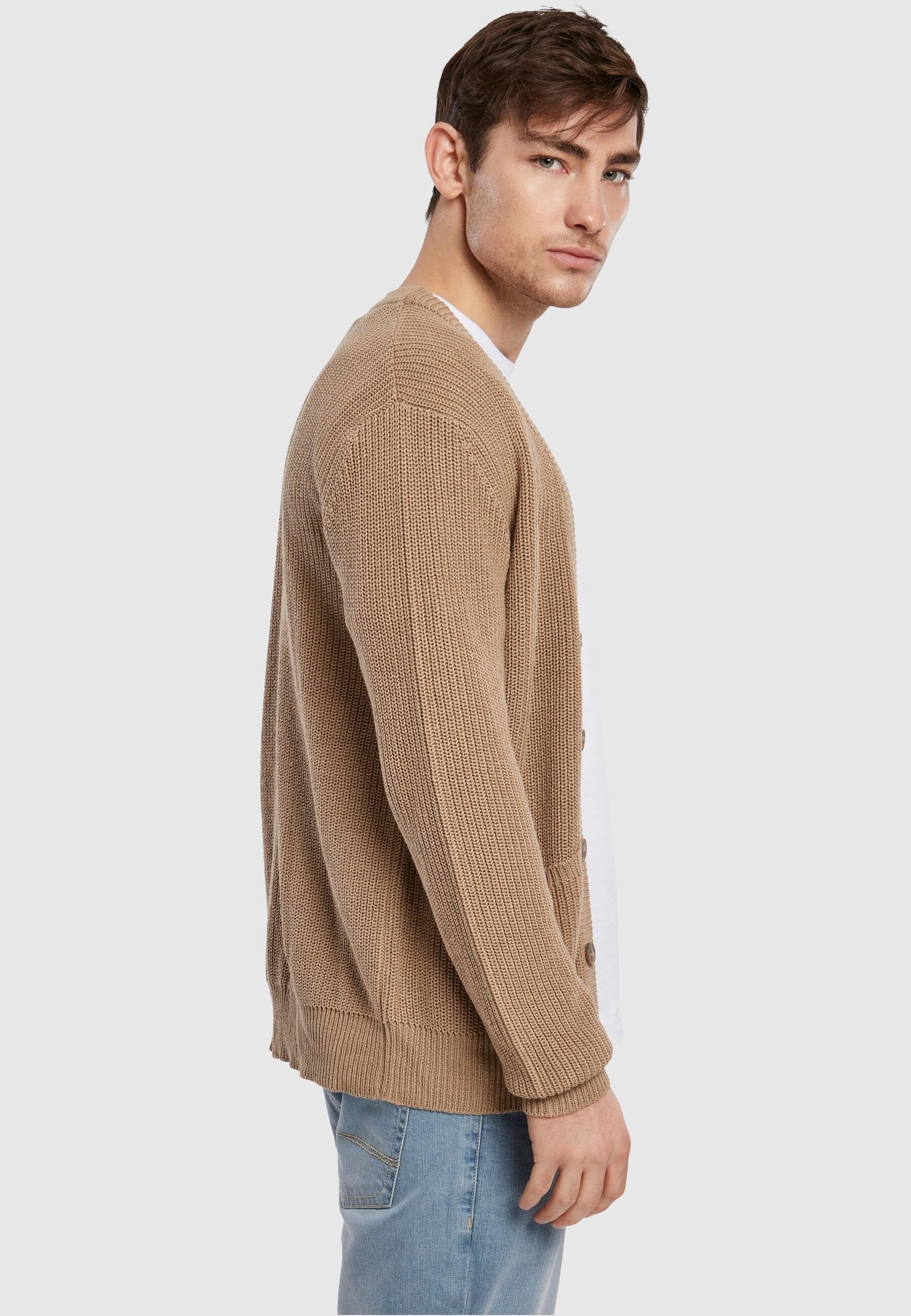 URBAN CLASSICS Strickfleecejacke »Urban Classics Herren Boxy Cardigan«, (1 St.), ohne Kapuze
