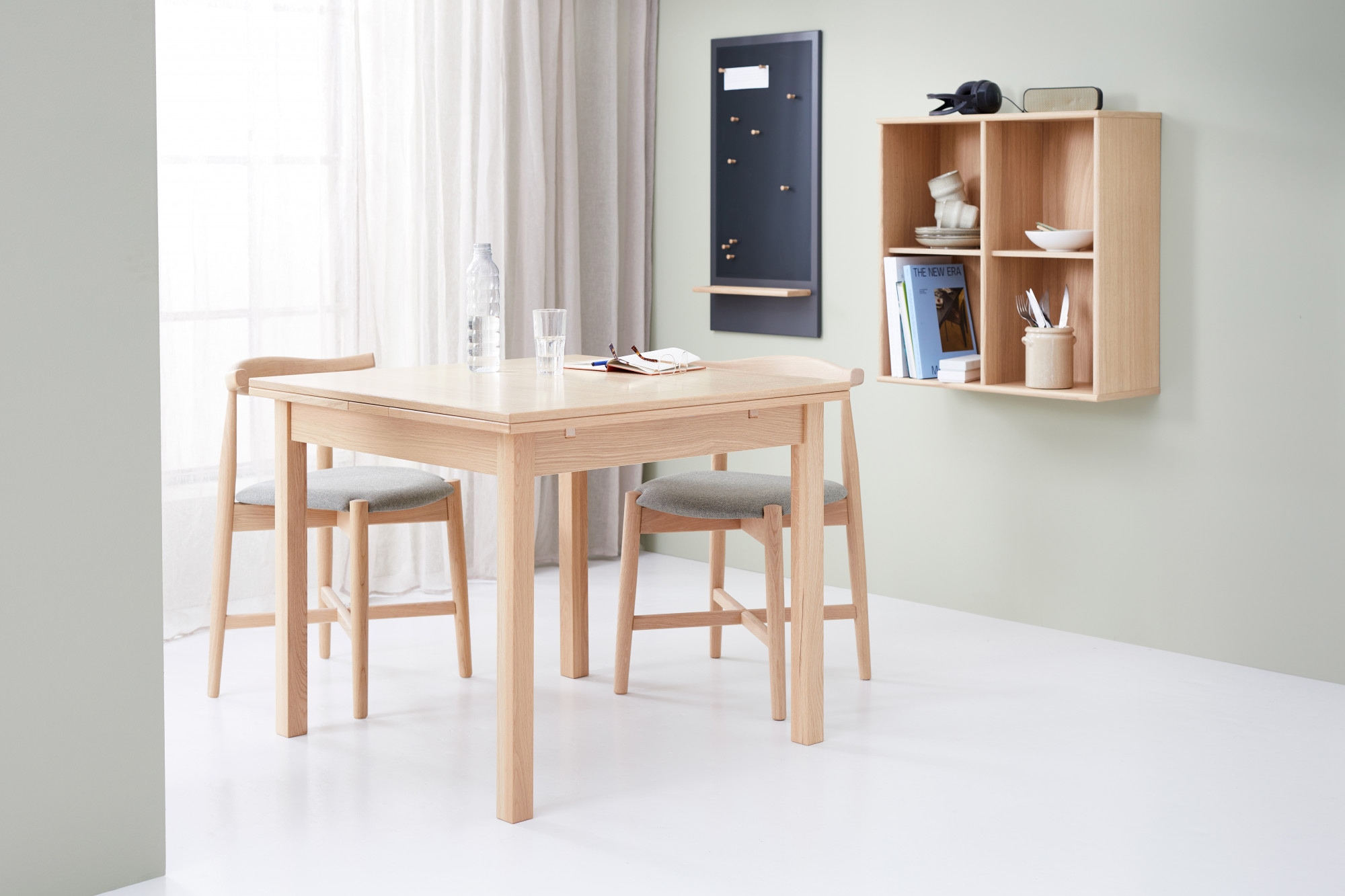 Hammel Furniture "Findahl/Basic by Hammel Dinex/Dora" Set, Set: Esstisch L/B/H: 90-166 x 90 x 76 cm und 2Stühle