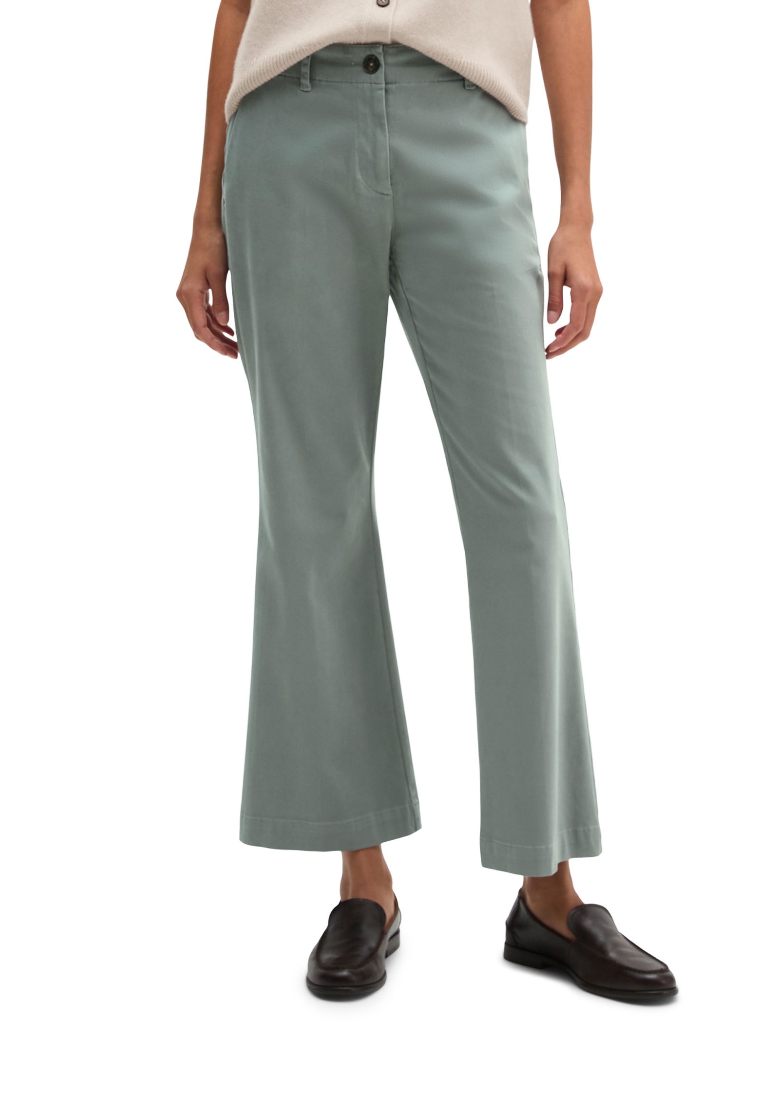 Marc OPolo 7/8-Hose "Marthe Flared" aus Baumwoll-Stretch-Satin, Flared Fit
