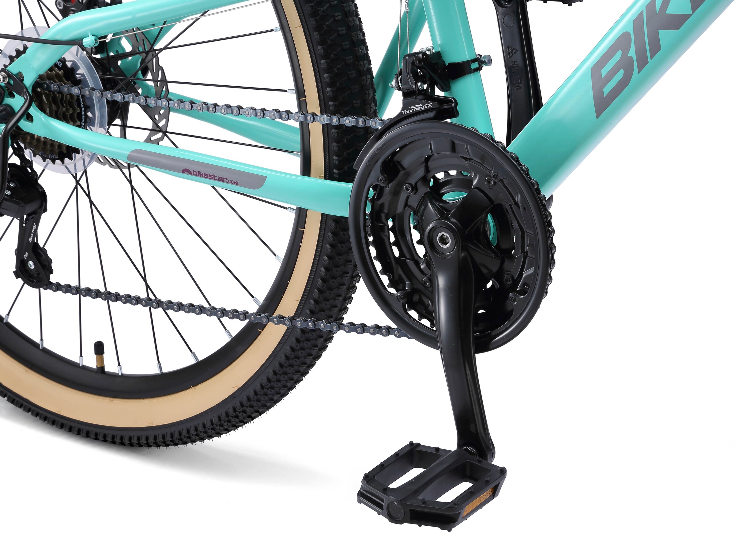 Bikestar Mountainbike, 21 Gang, Shimano, RD-TY300 Schaltwerk, Kettenschaltung, für Damen und Herren, Kettenschaltung
