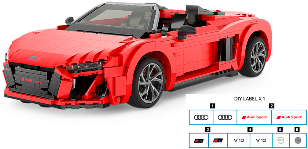 Jamara Konstruktions-Spielset »Audi R8 Spyder 1:14 rot Bricks«, (1440 St.), Maßstab 1:14, offiziell lizensiert