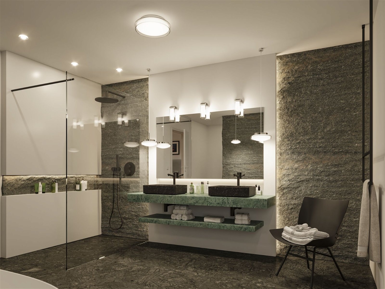 LED Glas/Metall«, Chrom IP44 1 3000K 230V Luena 16,5W flammig-flammig Deckenleuchte »Selection BAUR Paulmann Bathroom |