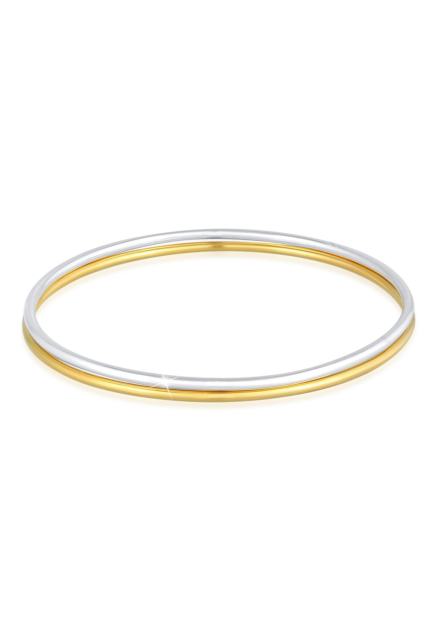 ELLI PREMIUM Damen Armreif "Armband Armreif Basic Zart Bi-Color 2er Set 925 Silber", 200, Silber 925 (Sterlingsilber), bunt, Silber 925
