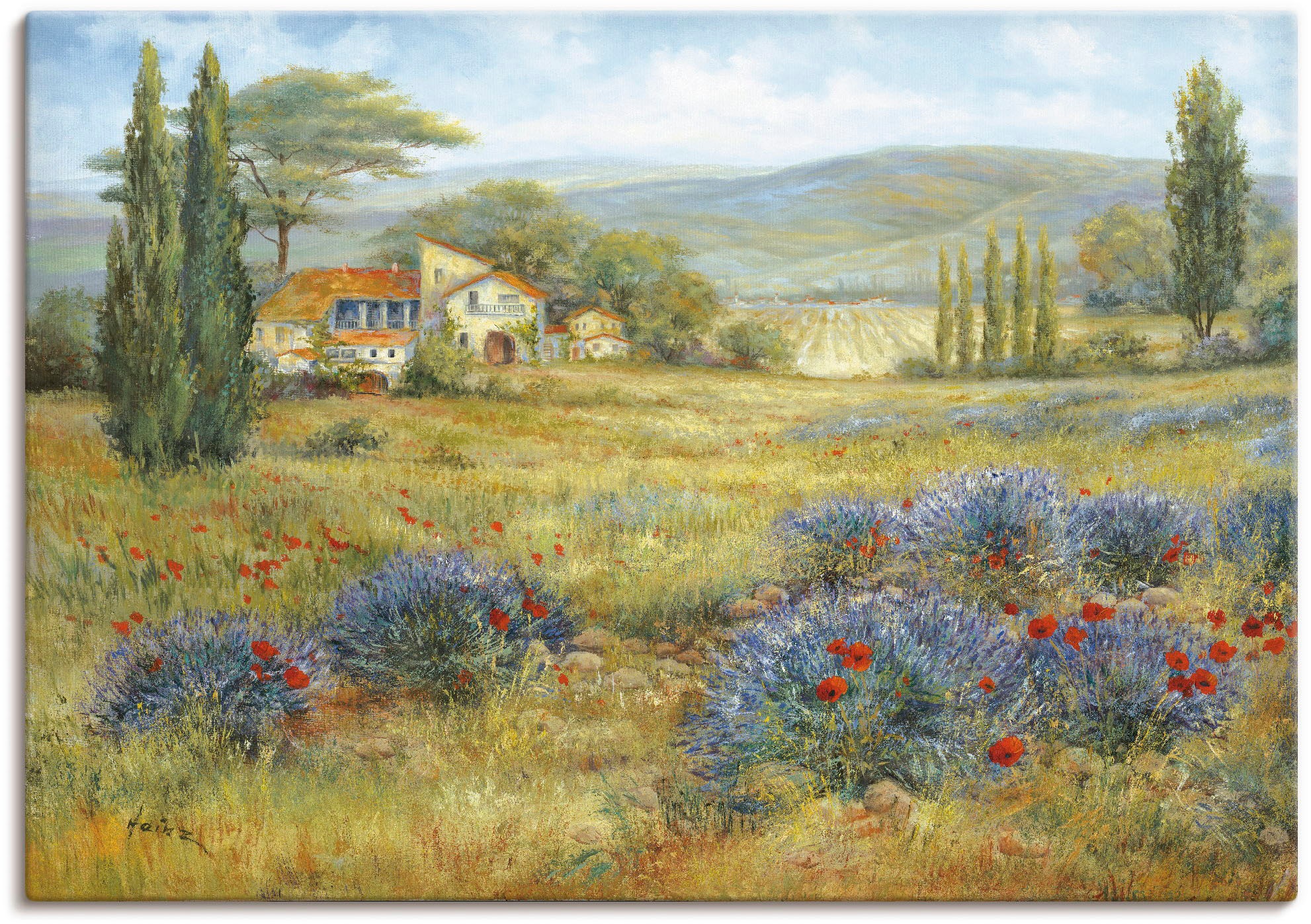 Artland Leinwandbild "Provence Lavendelwiese", Bilder von Europa, (1 St.), auf Keilrahmen gespannt