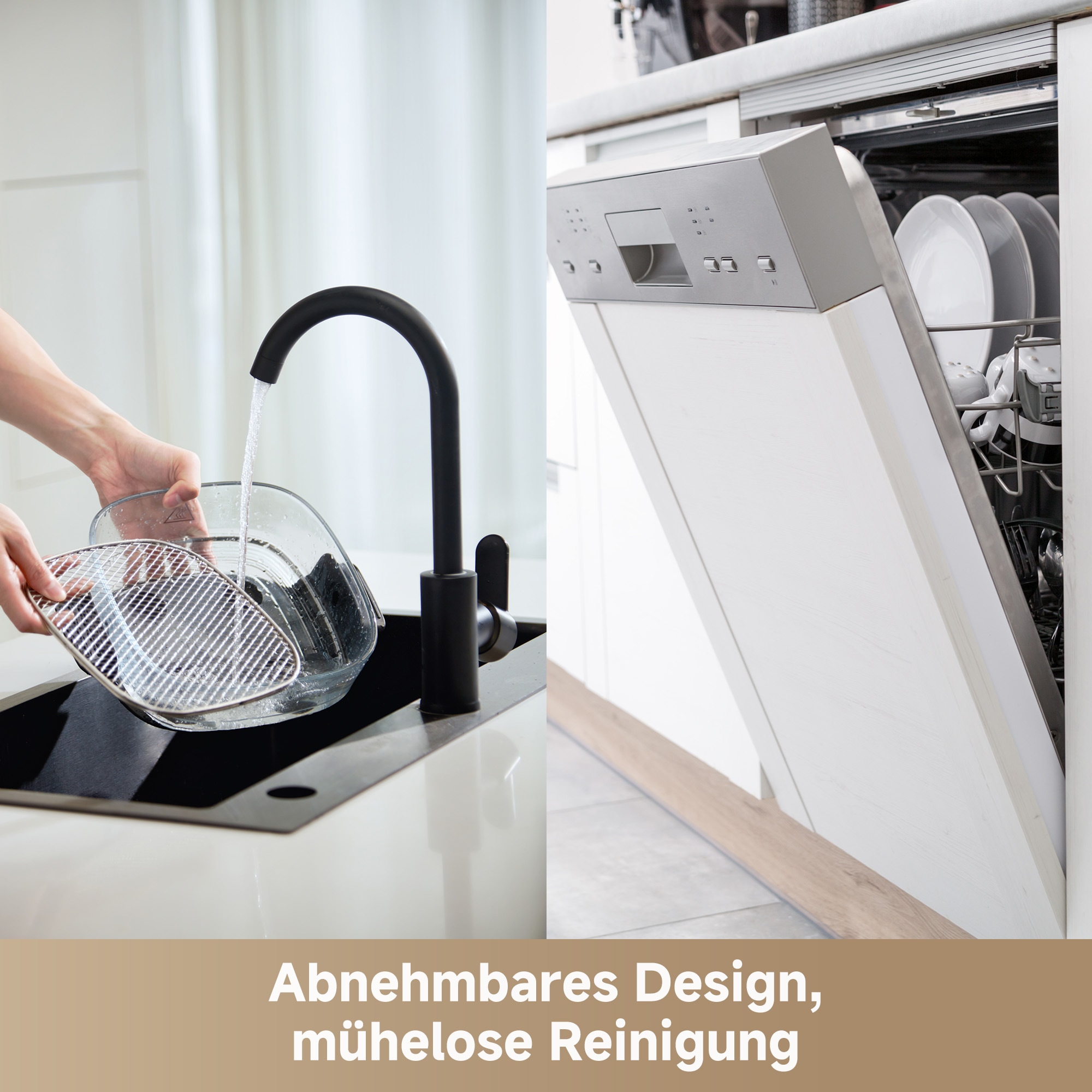 Dreame Heißluftfritteuse »Tasti PT60« 1500 W 2 Glasbehälter, 1500 Watt, Fritierplatte