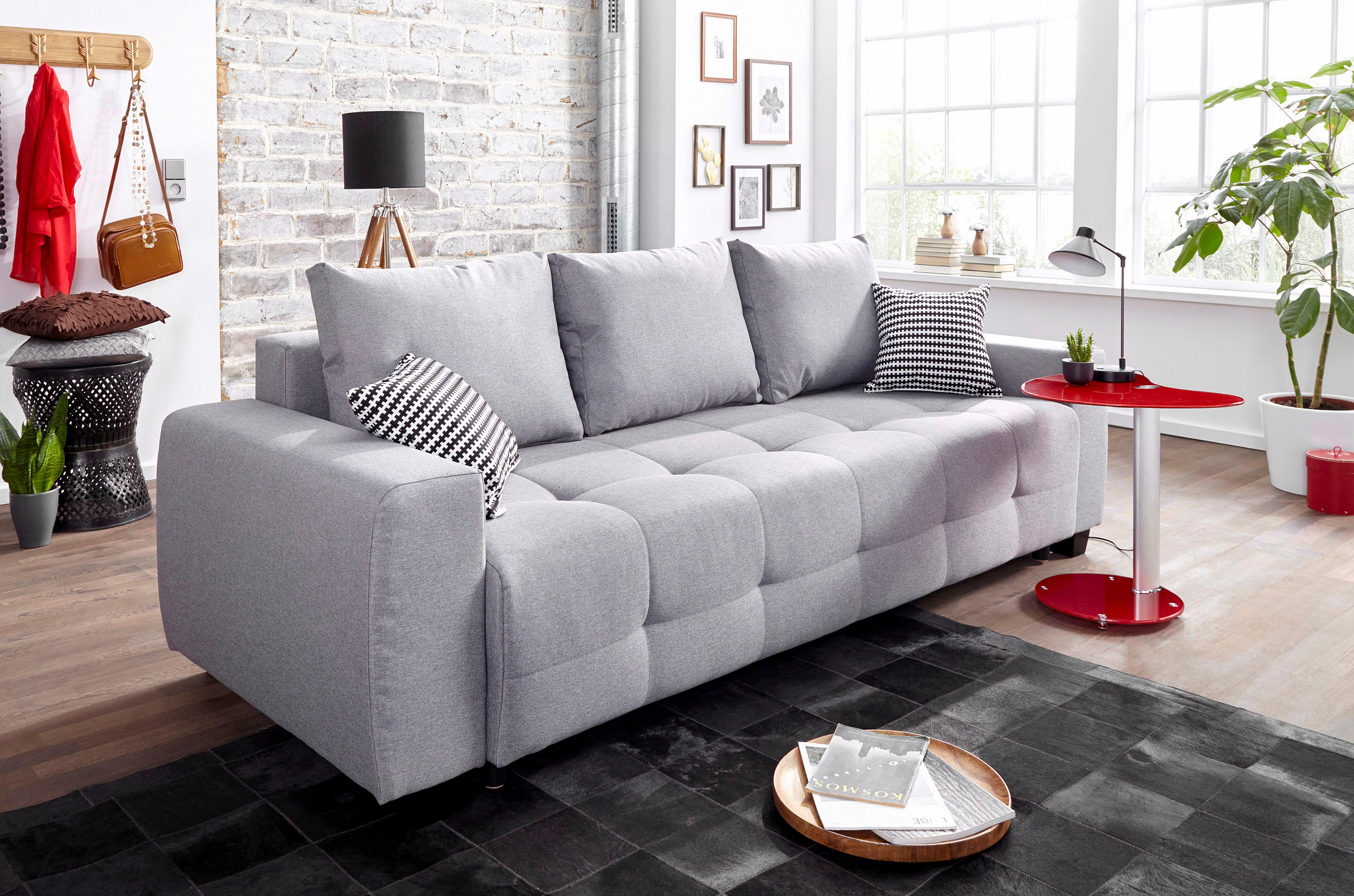 OTTO home Schlafsofa "Bella B: 241 cm, Liegefl. 142x194 cm mit Bettkasten & Zierkissen" Schlafcouch mit Gästebett, 2 Zierkissen inklusive, frei stellbar