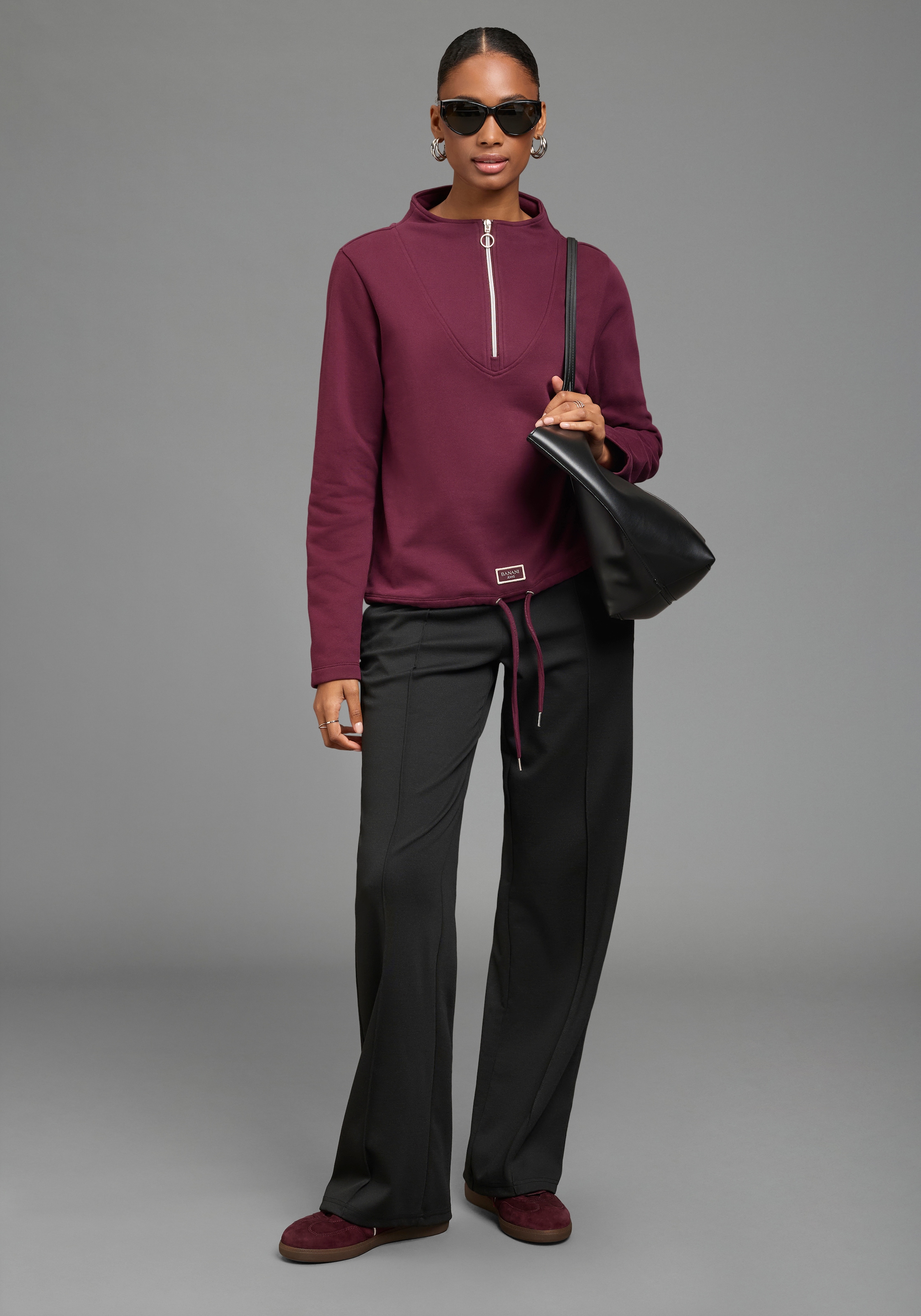Bruno Banani Sweatshirt , mit hohem Stehkragen, aus Baumwolle und Polyester
