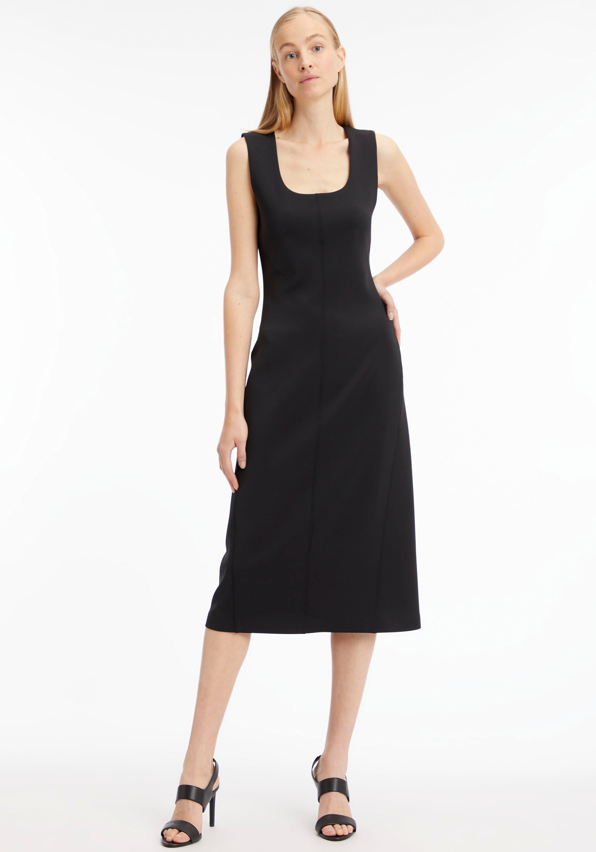 Midikleid »TECHNICAL KNIT MIDI DRESS«, mit tiefem Rundhalsausschnitt