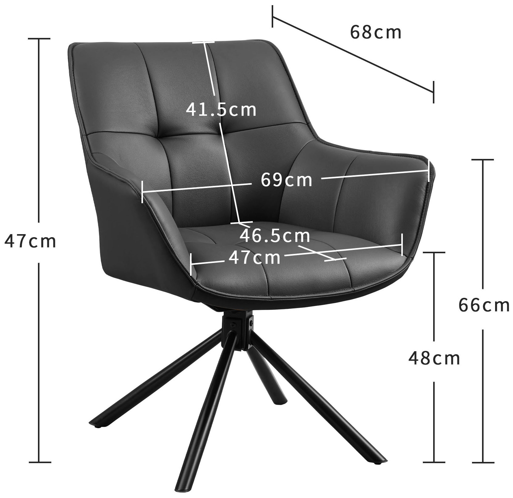 OTTO home Drehstuhl »Lika« (Set) 2 Stk.echtes Leder, 360° Drehfunktion, Steppnähte, Metallgestell