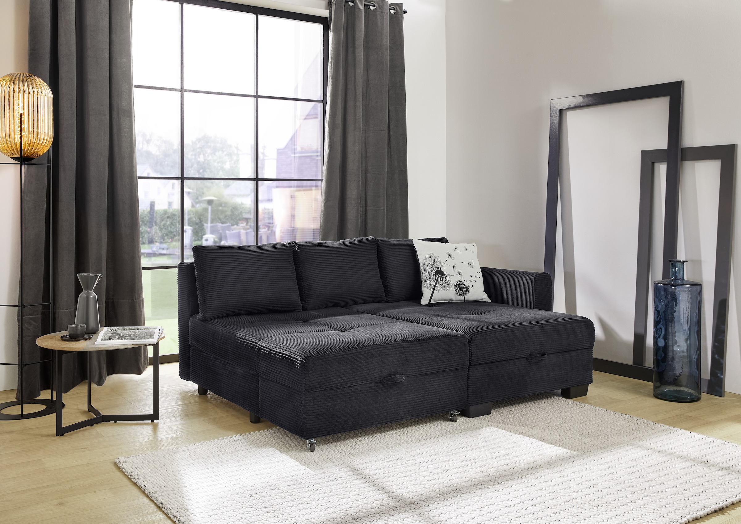Jockenhöfer Gruppe Ecksofa »Fantasy, Dreh-Schwenk-Ottomane«, inklusive Relax- und Schlaffunktion, Ottomane links/ rechts montierbar