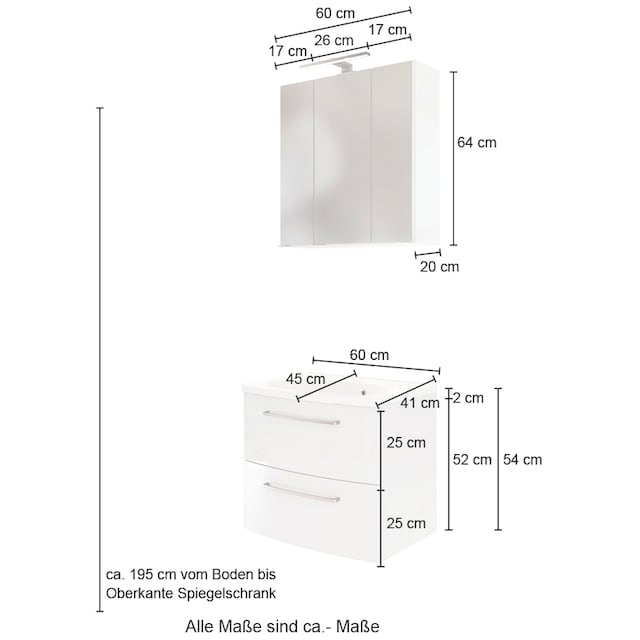 HELD MÖBEL Badmöbel-Set »Catania«, (2 St.), mit 3D-Spiegelschrank und  gebogenes Mineralgussbecken kaufen | BAUR