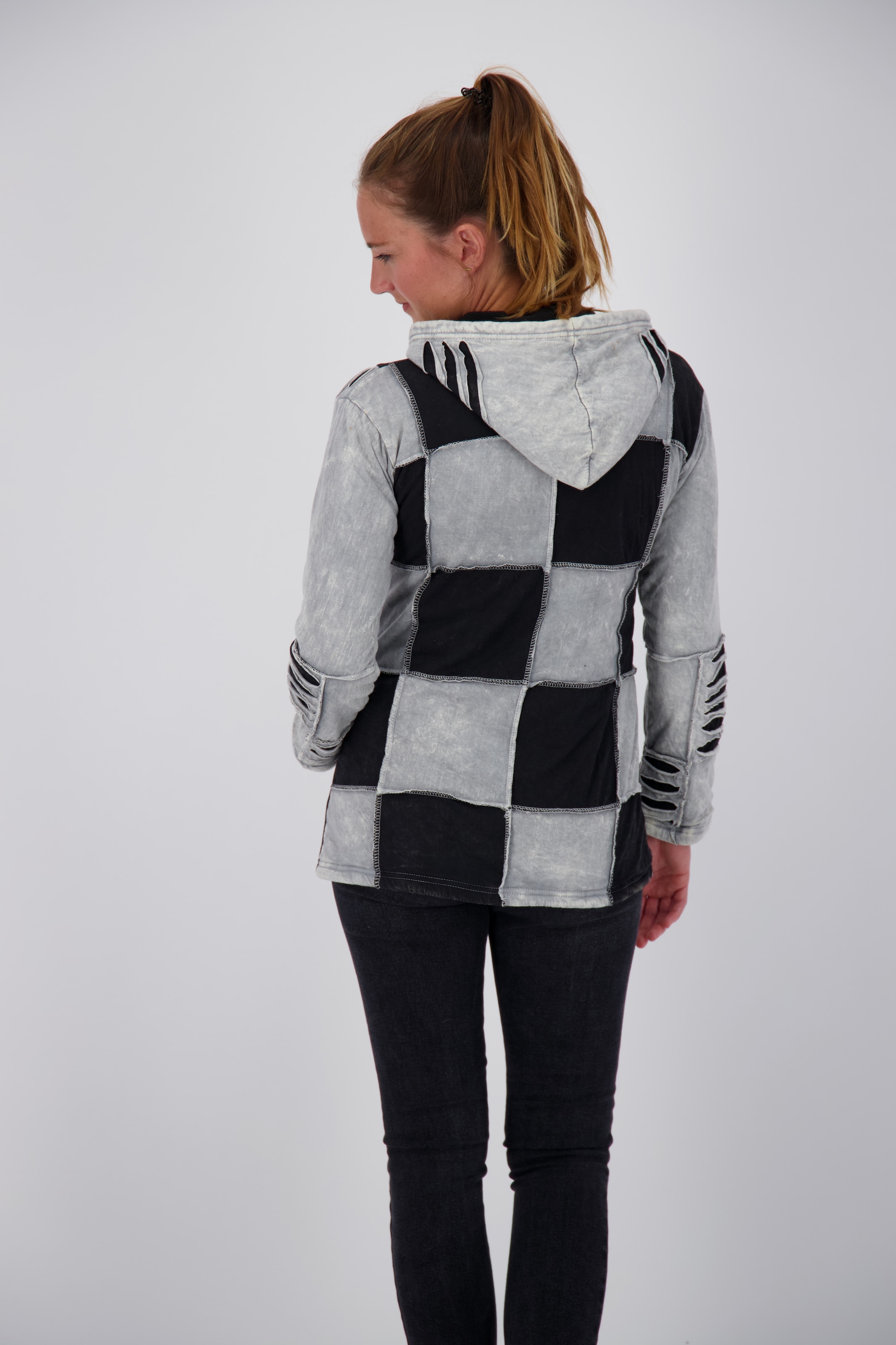 DEPROC Active Fleecejacke »Patchwork NUNAVUT LIGHT GRAY & NEW FLOWER POWER«