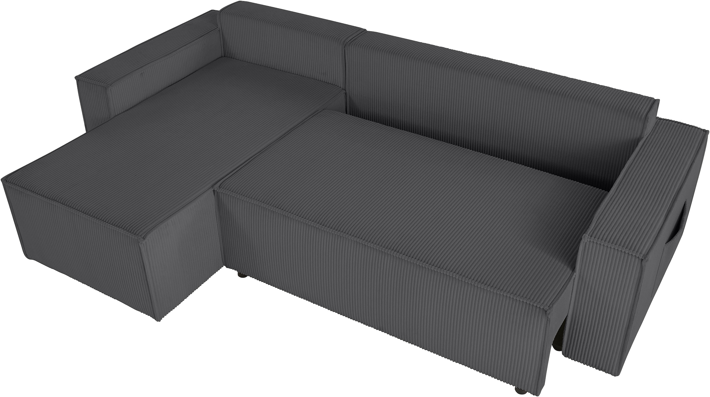 OTTO home Ecksofa »CASSI, 241cm, L-Form, Schlafsofa, Dauerschläfer, Boxspringfederung« Schlaffunktion (133/200) ,Bettkasten, Recamiere links/rechts, Cord