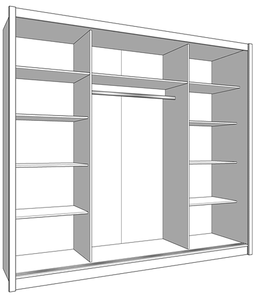 INOSIGN Schwebetürenschrank »Navara Kleiderschrank mit Spiegel Wäscheschrank Garderobe«, Kleiderschrank mit Spiegel, FSC®-zertifiziert, 242,5x215,5x61cm