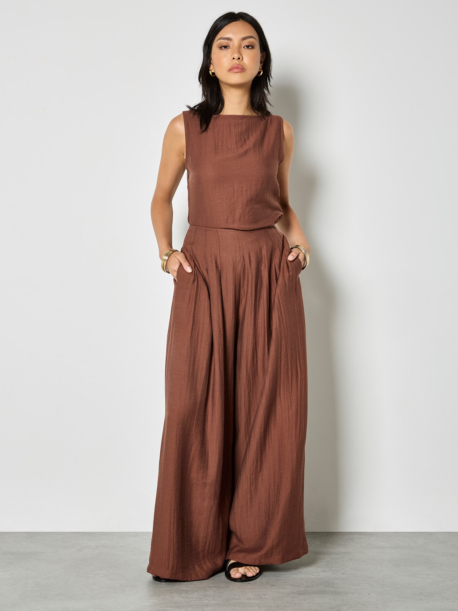 Apricot Palazzohose »Weite Hose aus strukturiertem Twill«  mit Plissee