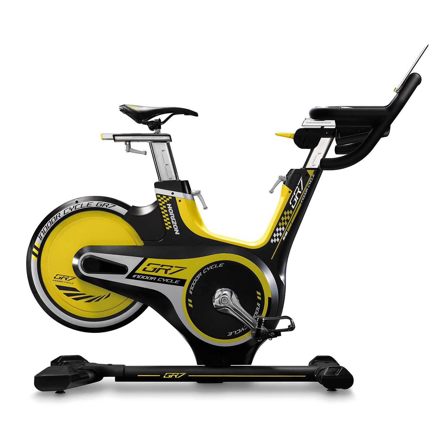 HORIZON FITNESS Speedbike "GR7", ohne Unterlegmattegelb schwarz, Heimtrainer