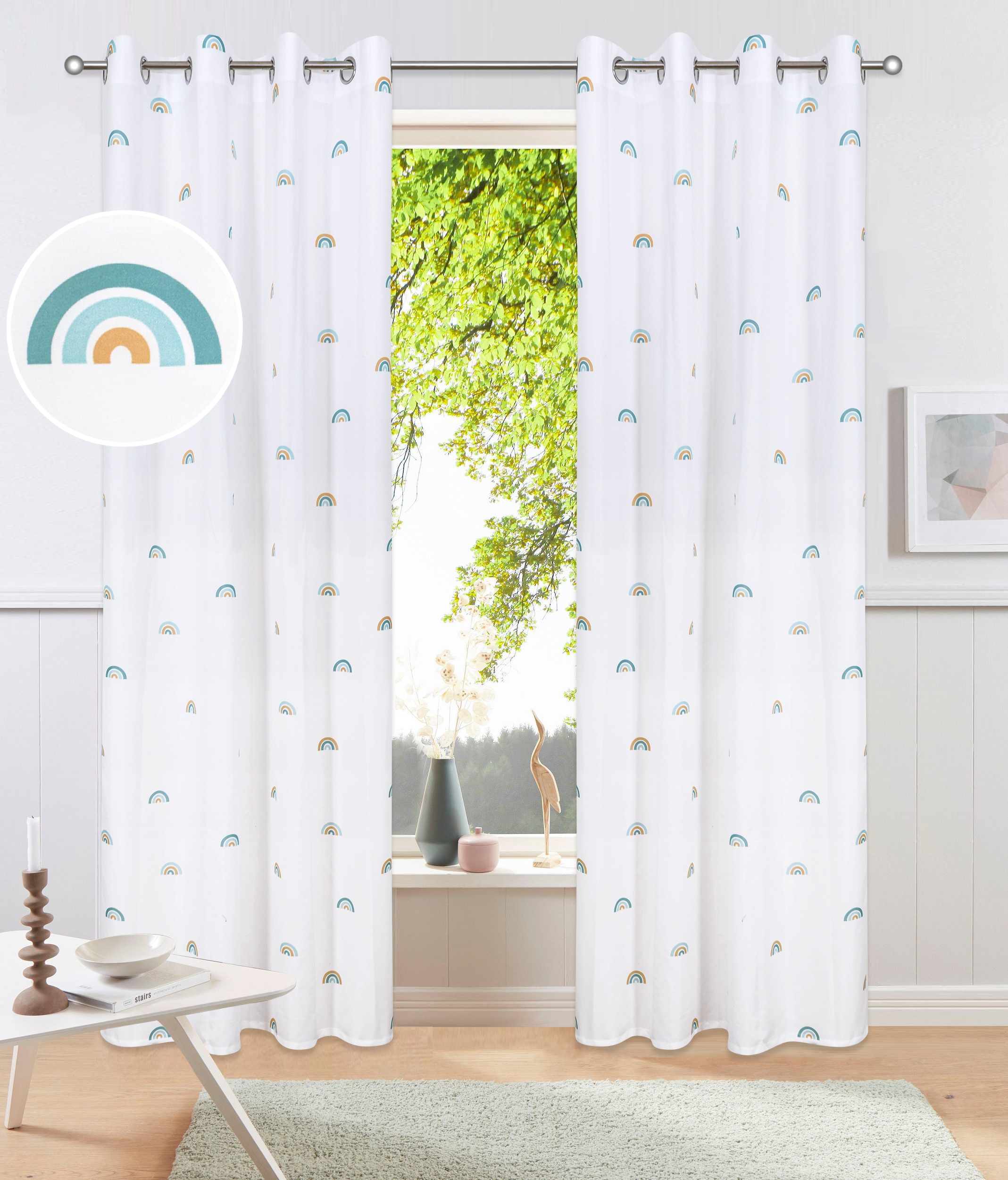 OTTO home Gardine "Elyna" Ösen 1 Stk. tlg. Pflegeleicht, Zartes Regenbogen- günstig online kaufen