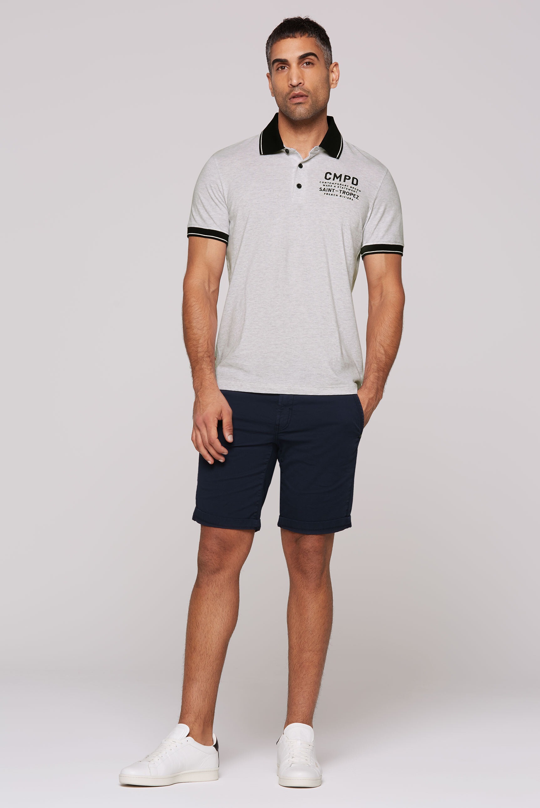 CMPD Poloshirt, mit Seitenschlitze und längerer Rückenpartie