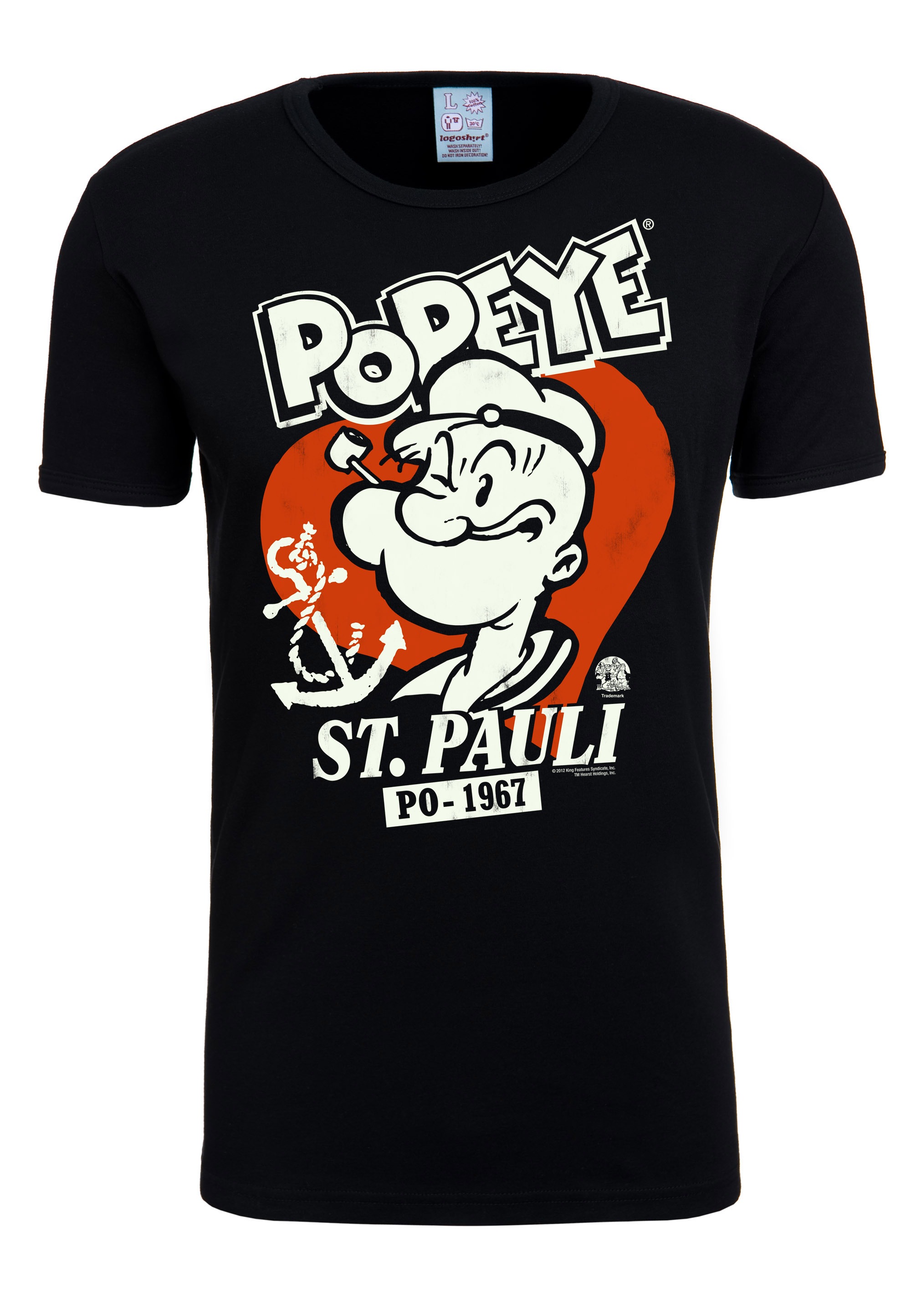 LOGOSHIRT T-Shirt »Popeye - St. Pauli - PO 1967«, mit tollem Popeye-Frontprint