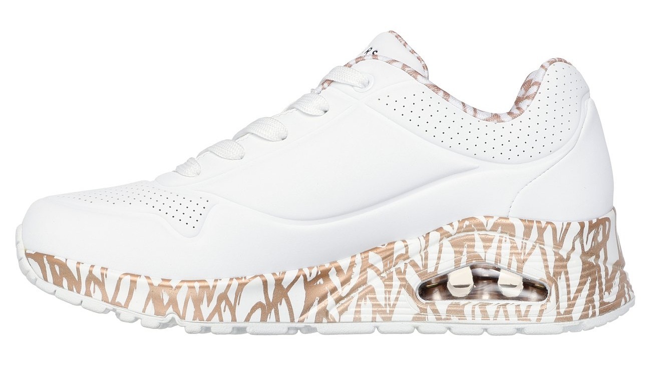 Sneaker SKECHERS "UNO LOVING LOVE", Damen, Gr. 41, rosa (weiß, roségoldfarben), Lederimitat, Schuhe Sneaker, Freizeitschuh, Halbschuh, Schnürschuh mit Luftkammersohle, Topseller 3