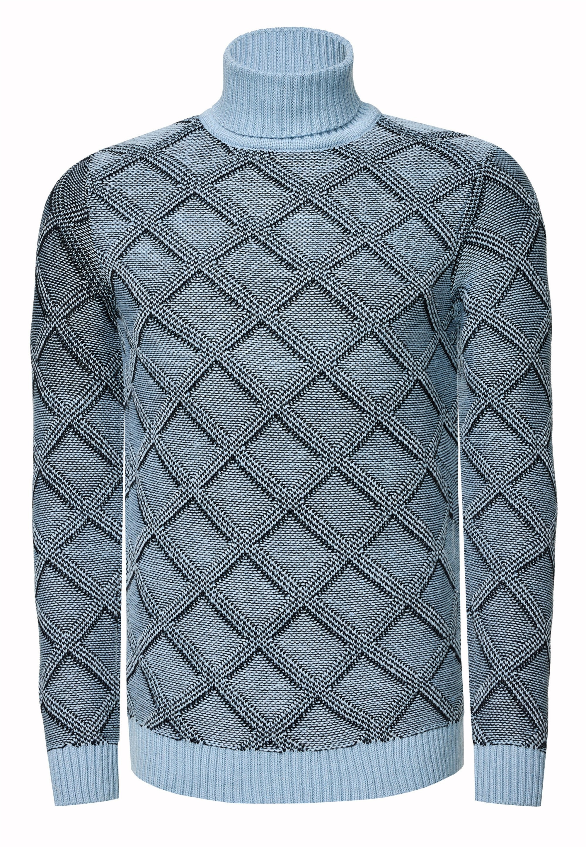 Rusty Neal Rollkragenpullover mit stylischem Karo-Muster