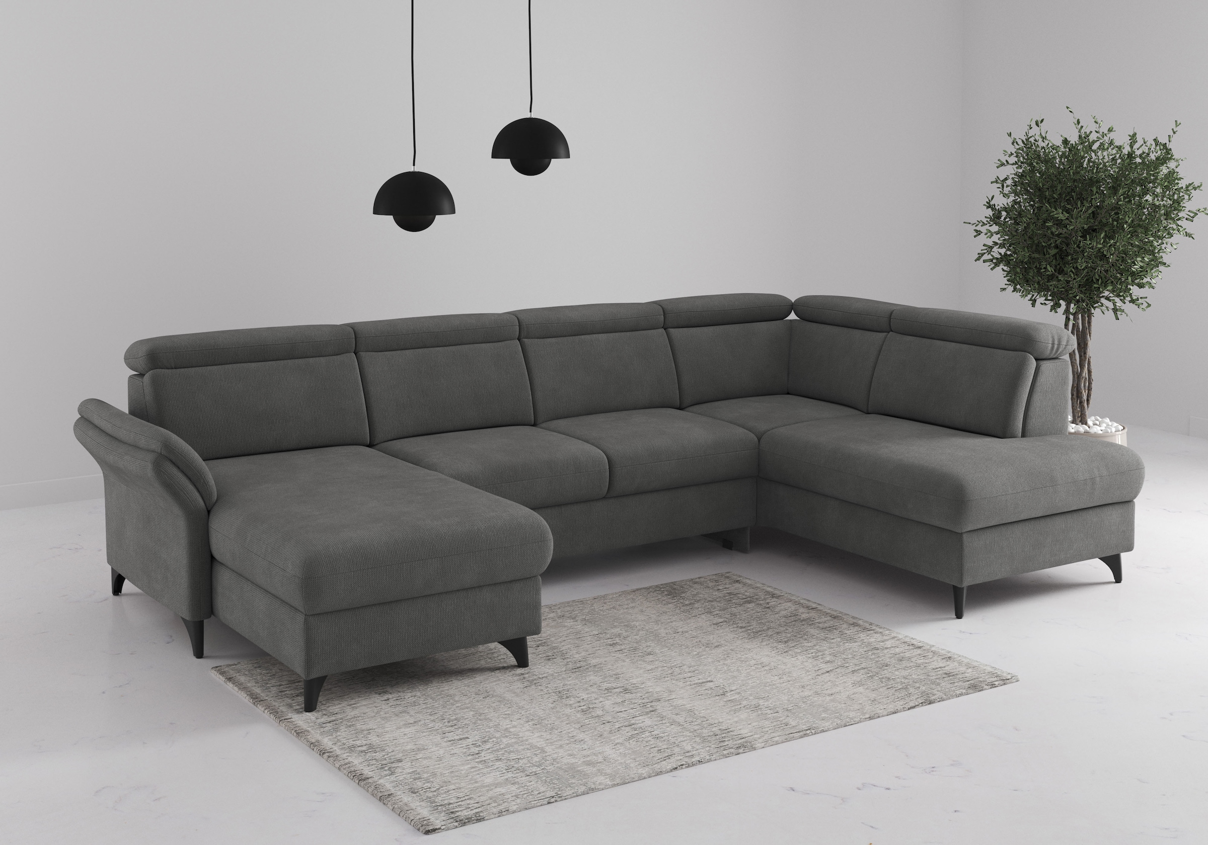 sit&more Wohnlandschaft "Glendale, U-Form" inkl. Kopfteilverstellung,wahlweise mit Vorziehsitz und Bettkasten