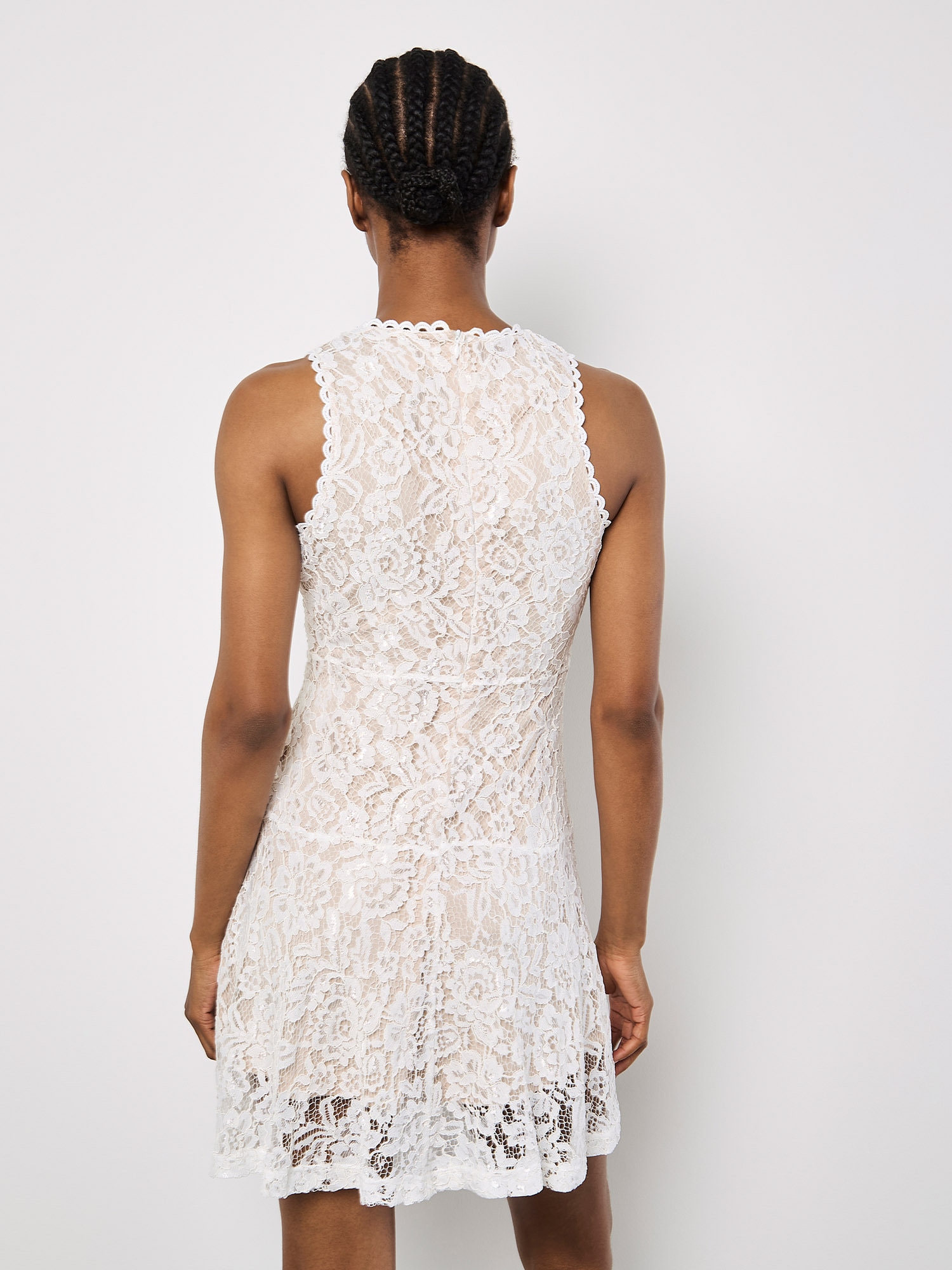 Apricot Minikleid »Hochgeschlossenes Spitzen-Skaterkleid« mit Semitransparenz