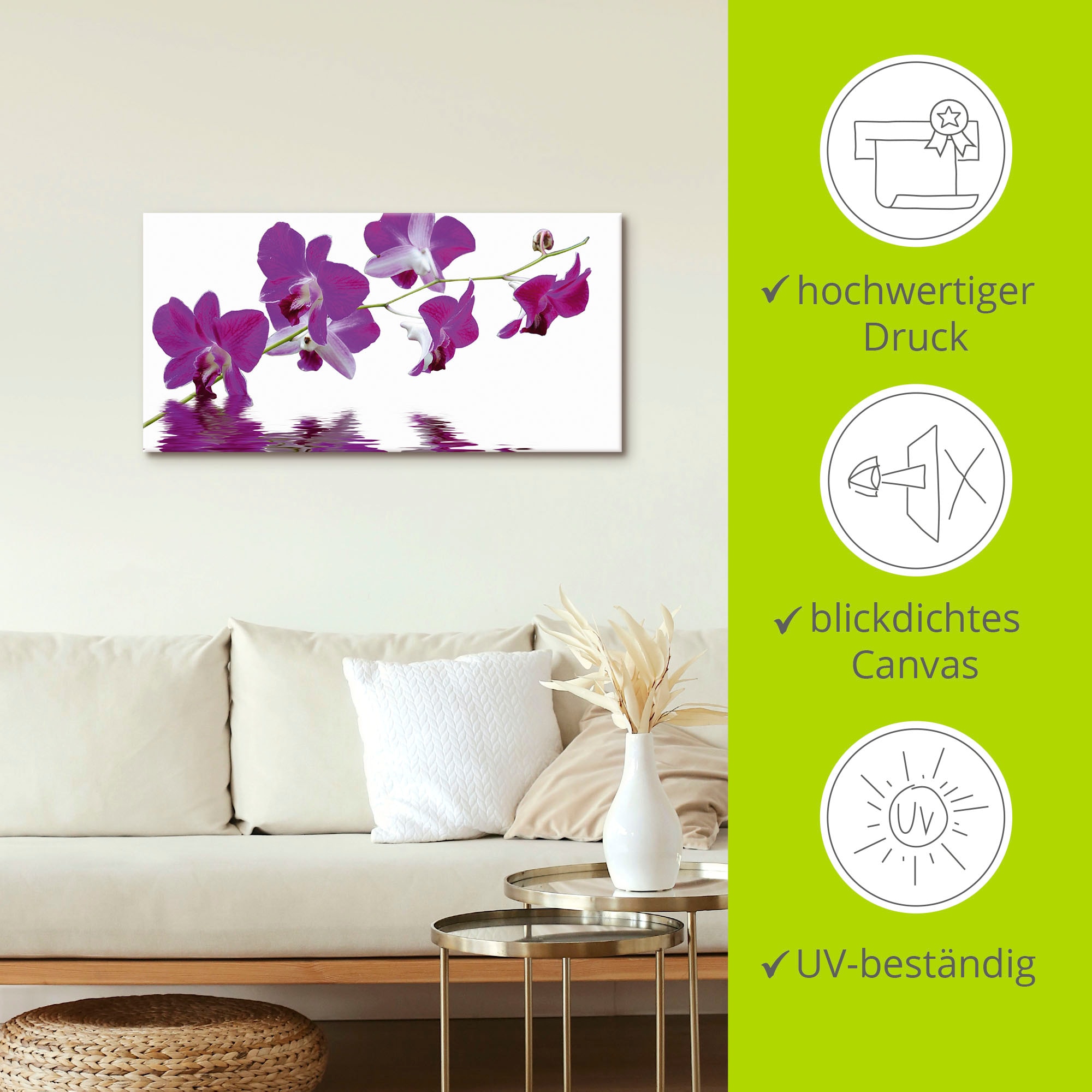 Artland Leinwandbild »Violette Orchideen«, Blumen, (1 St.), auf Keilrahmen gespannt