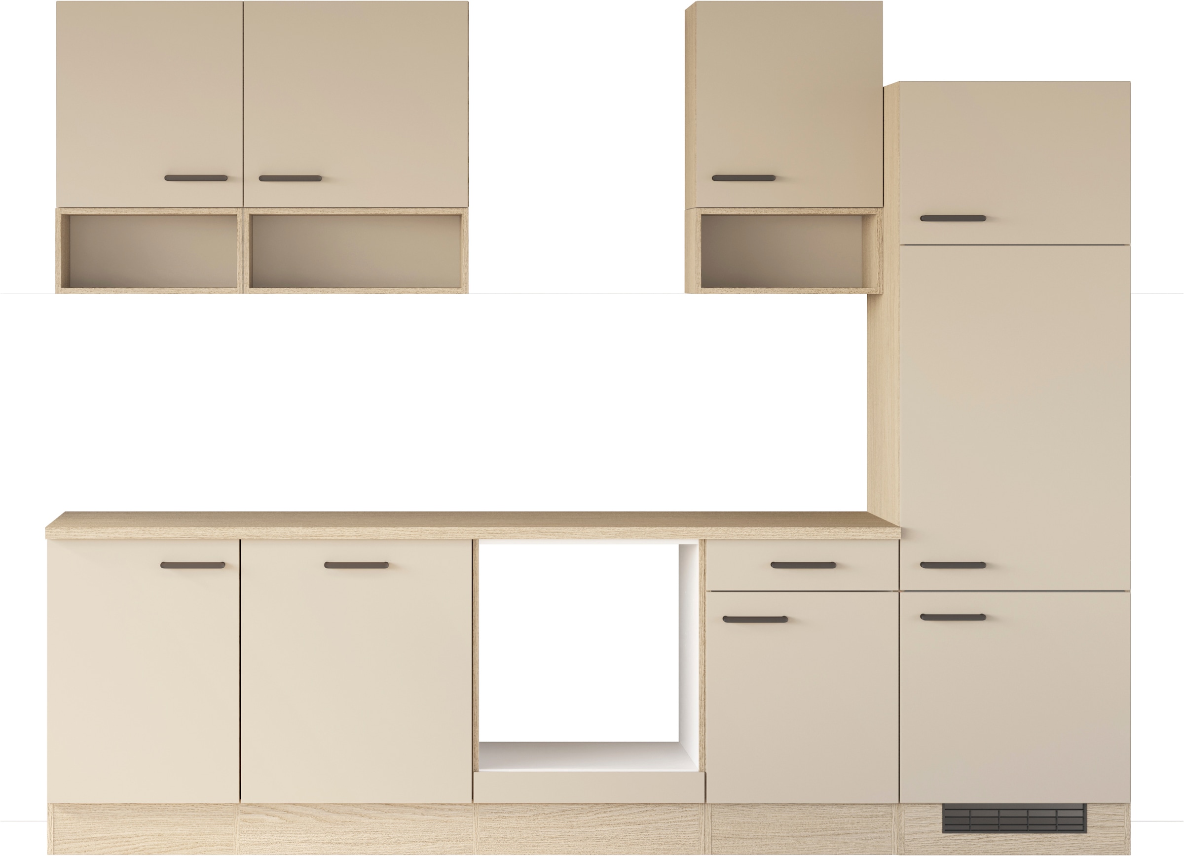 Flex-Well Küche »Creso, Breite 280 cm« wahlweise mit E-Geräte und Spüle in Edelstahl und schwarz