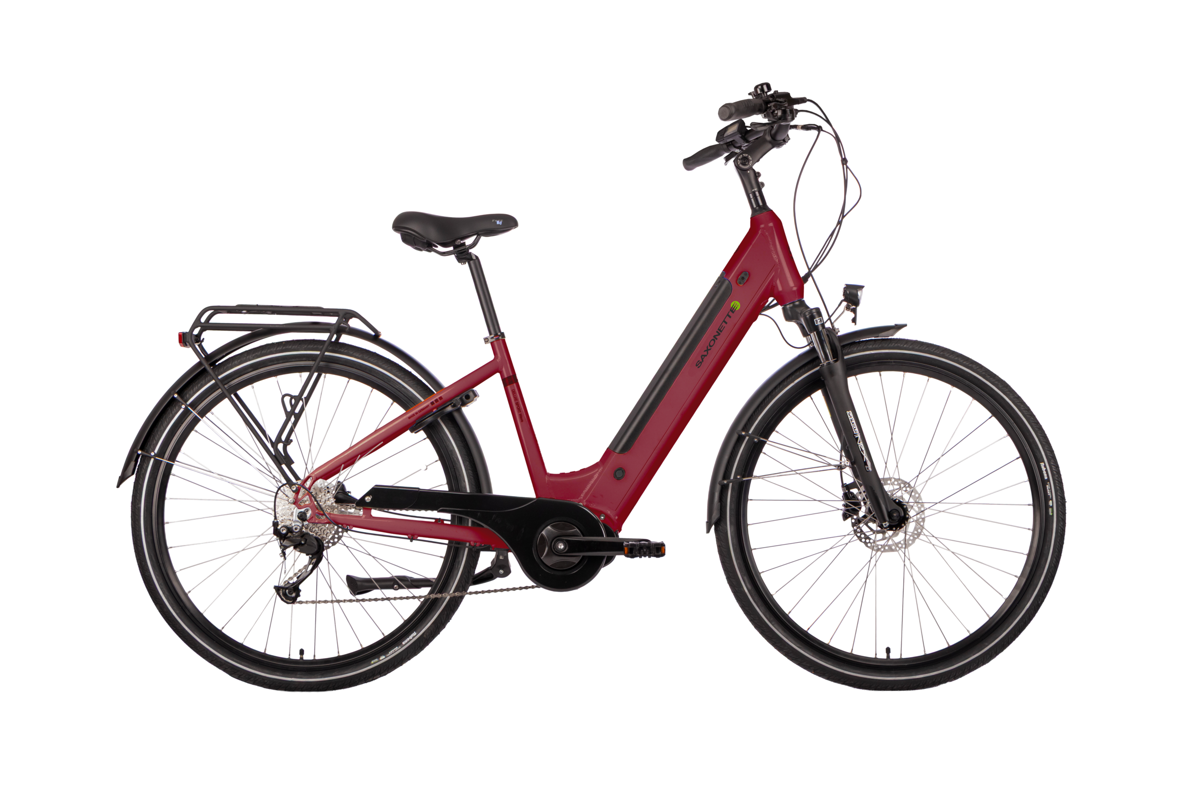 SAXONETTE "Deluxe Sport (Wave)" 9 Gang Shimano Alivio Schaltwerk Kettenschaltung Mittelmotor 250 W (mit integr. Akku), Elektrofahrrad für Alltag und Einkauf