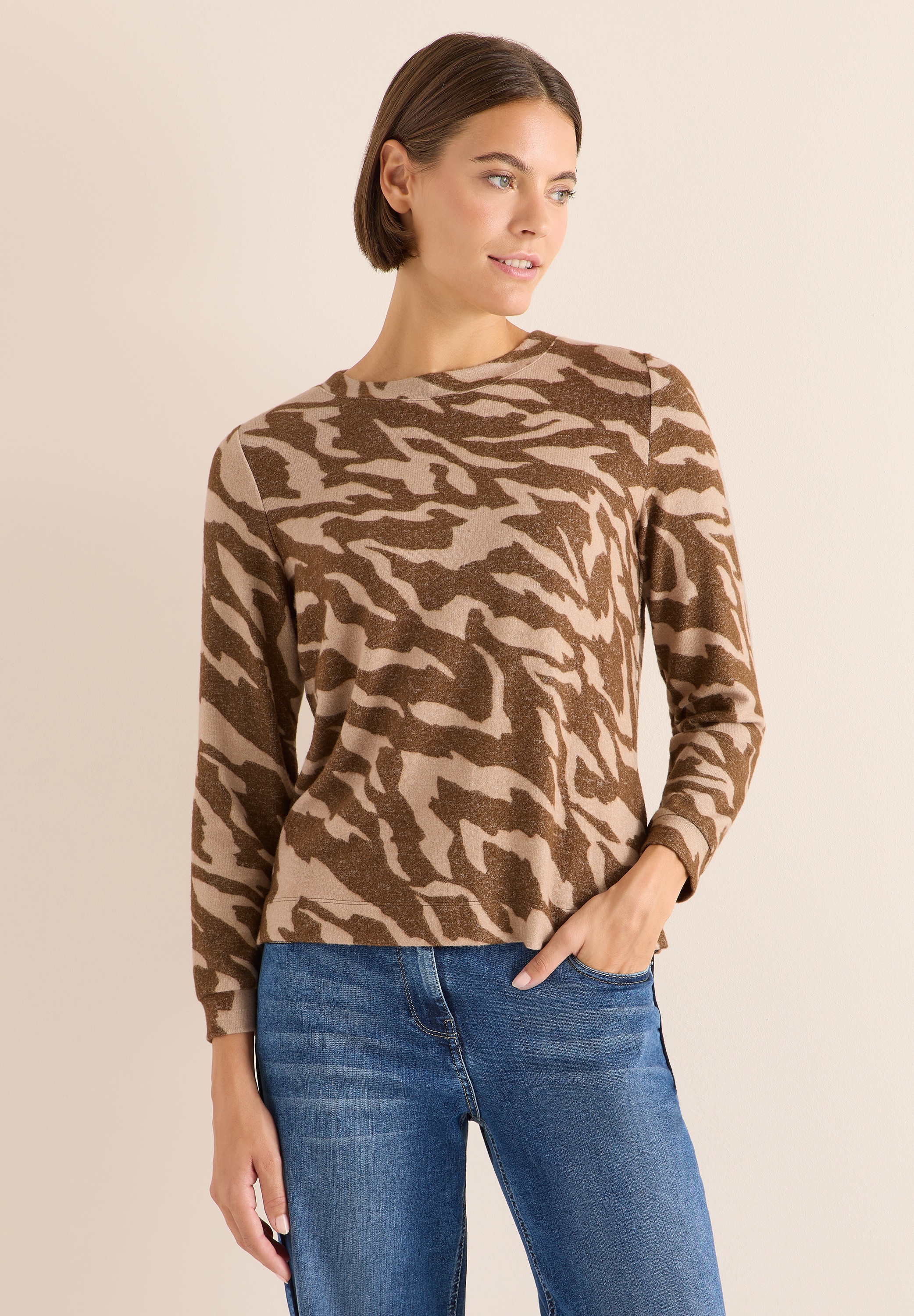 Cecil Langarmshirt, im Melange Look günstig online kaufen