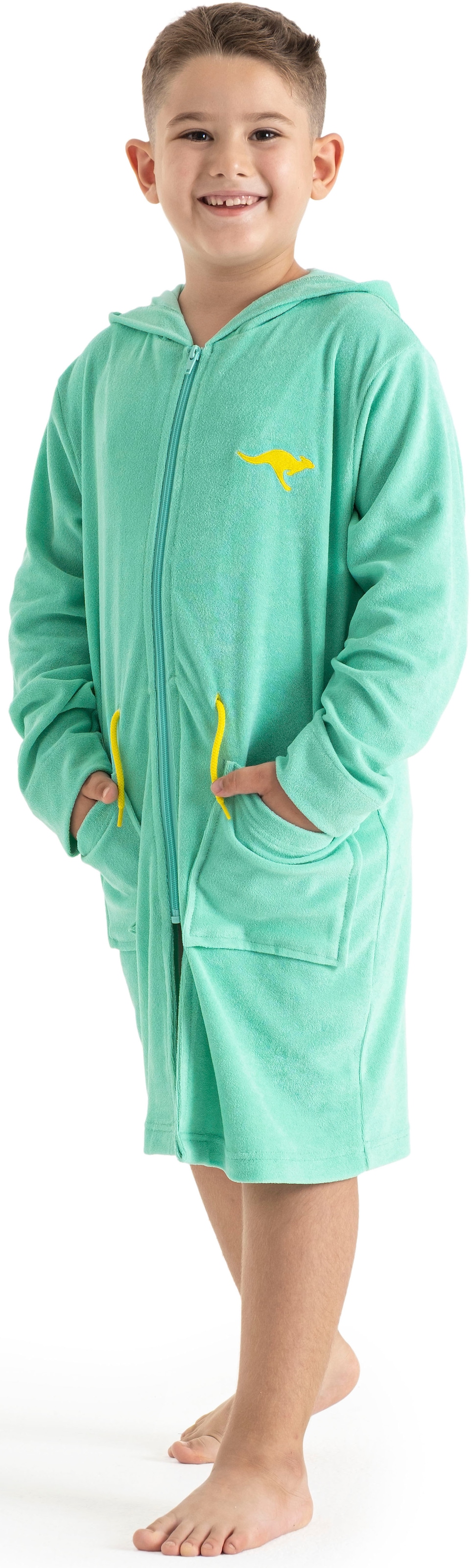 KangaROOS Kinderbademantel »Kira, Ideal für Zuhause, Schwimmbad oder im Urlaub«, (1 St.), modernen, sportliches Design, leuchtenden Akzenten